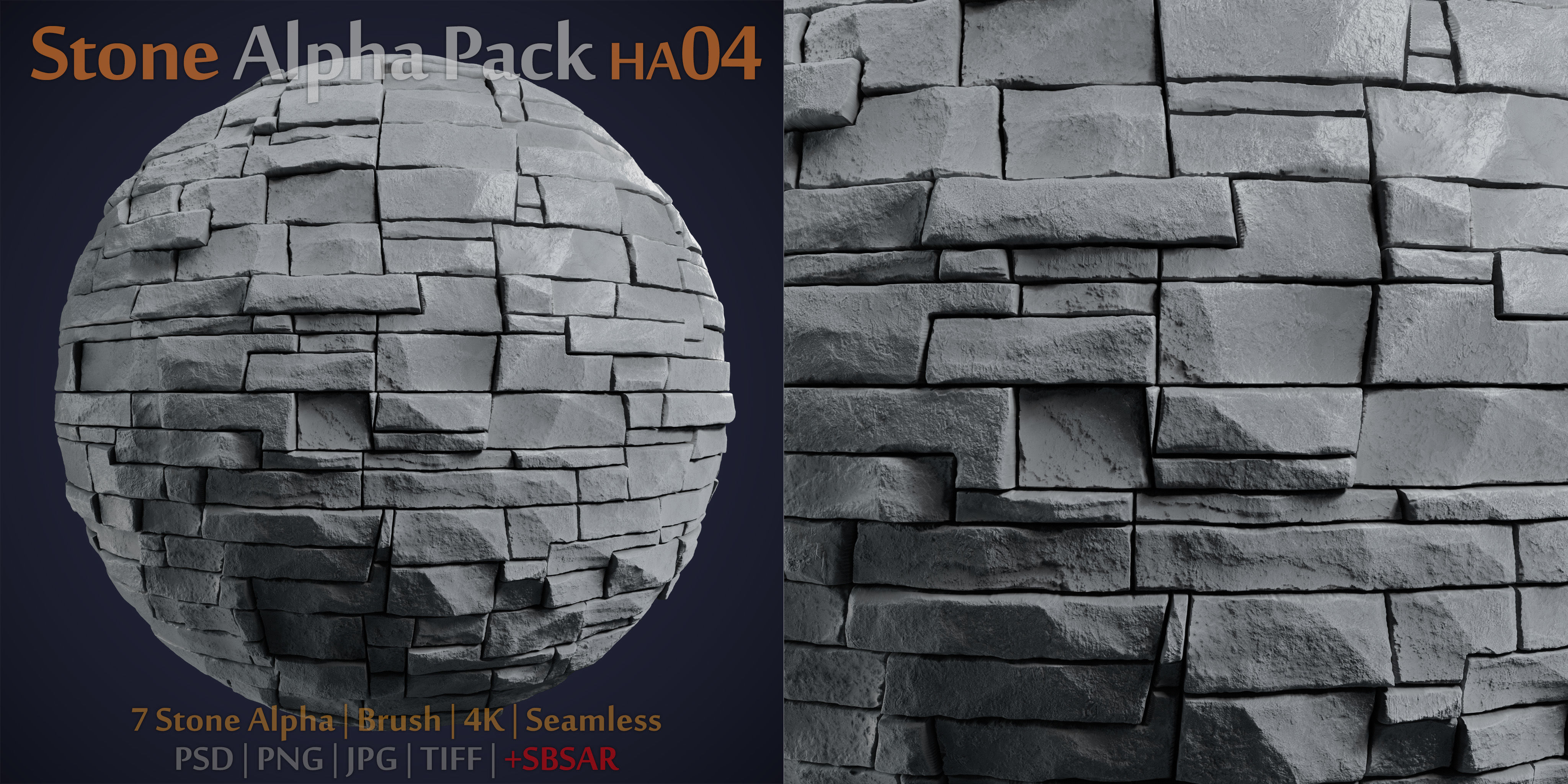 Stone and Tile Alpha Brush - HA04 - 4K - 16bit - SBSAR Texture_7