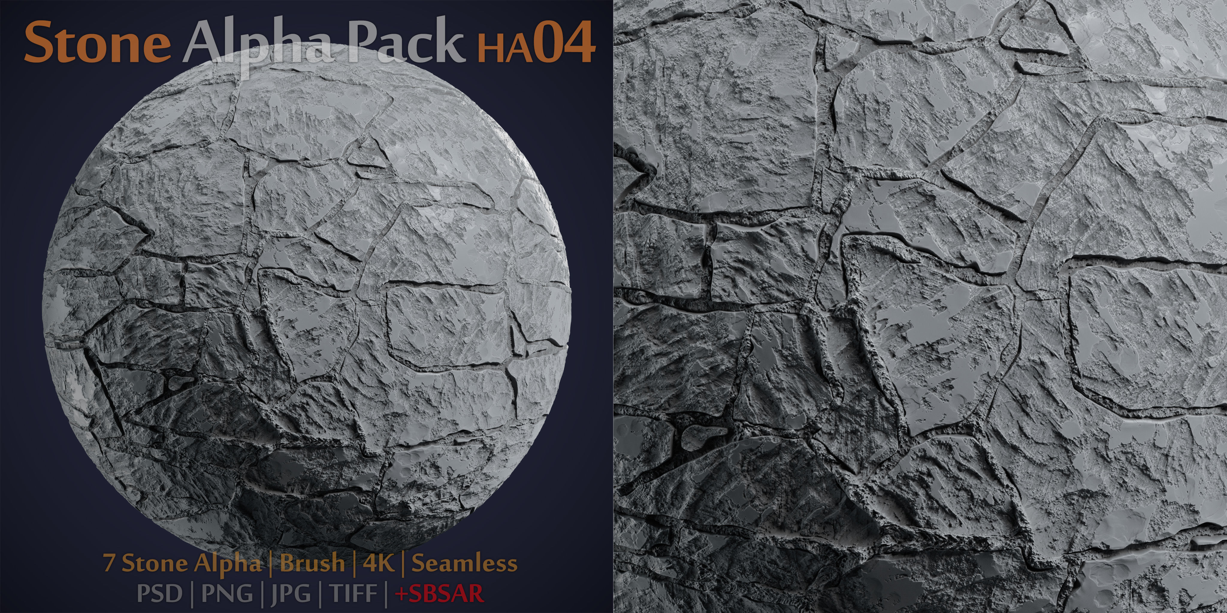 Stone and Tile Alpha Brush - HA04 - 4K - 16bit - SBSAR Texture_2