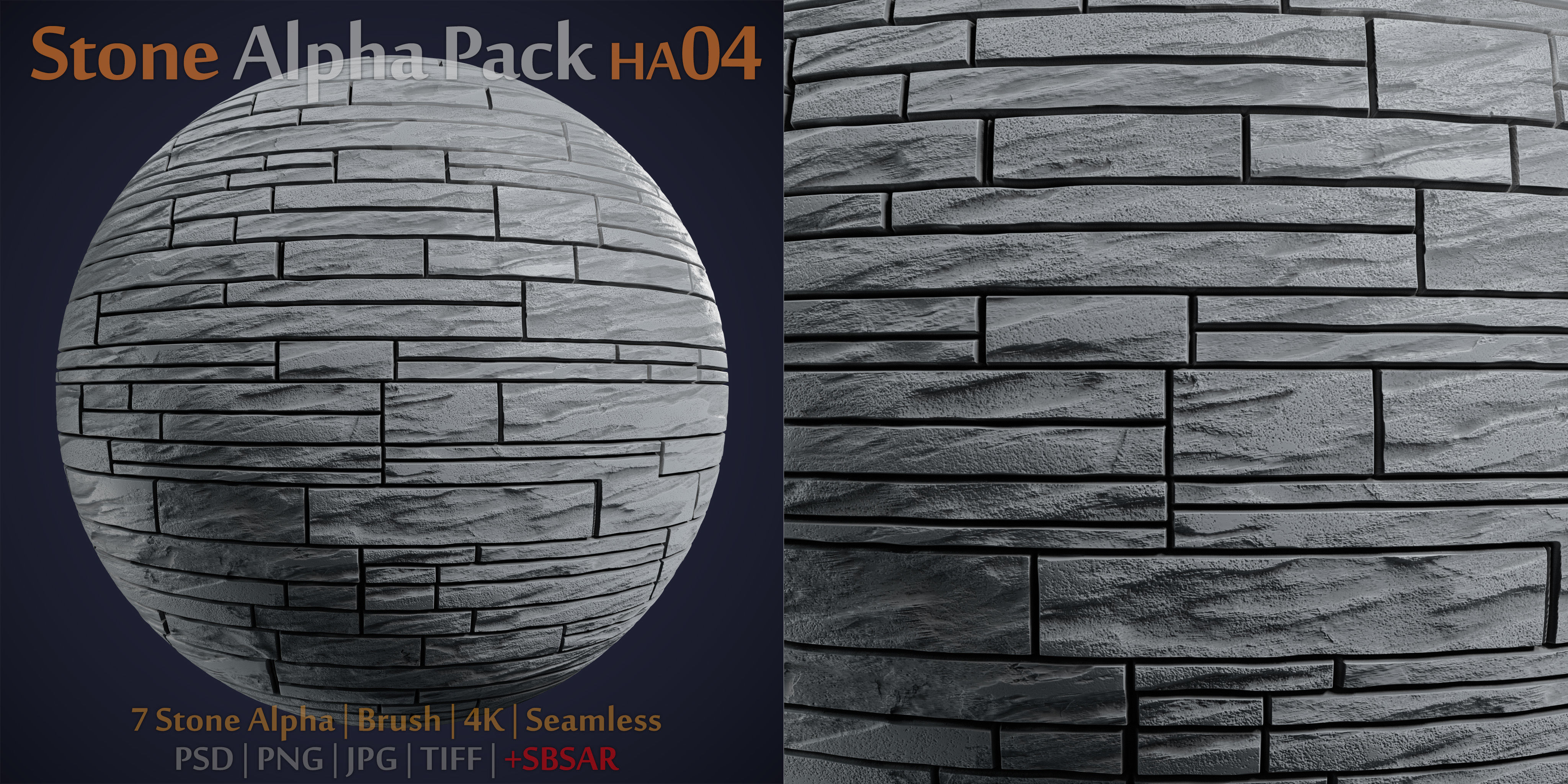 Stone and Tile Alpha Brush - HA04 - 4K - 16bit - SBSAR Texture_4