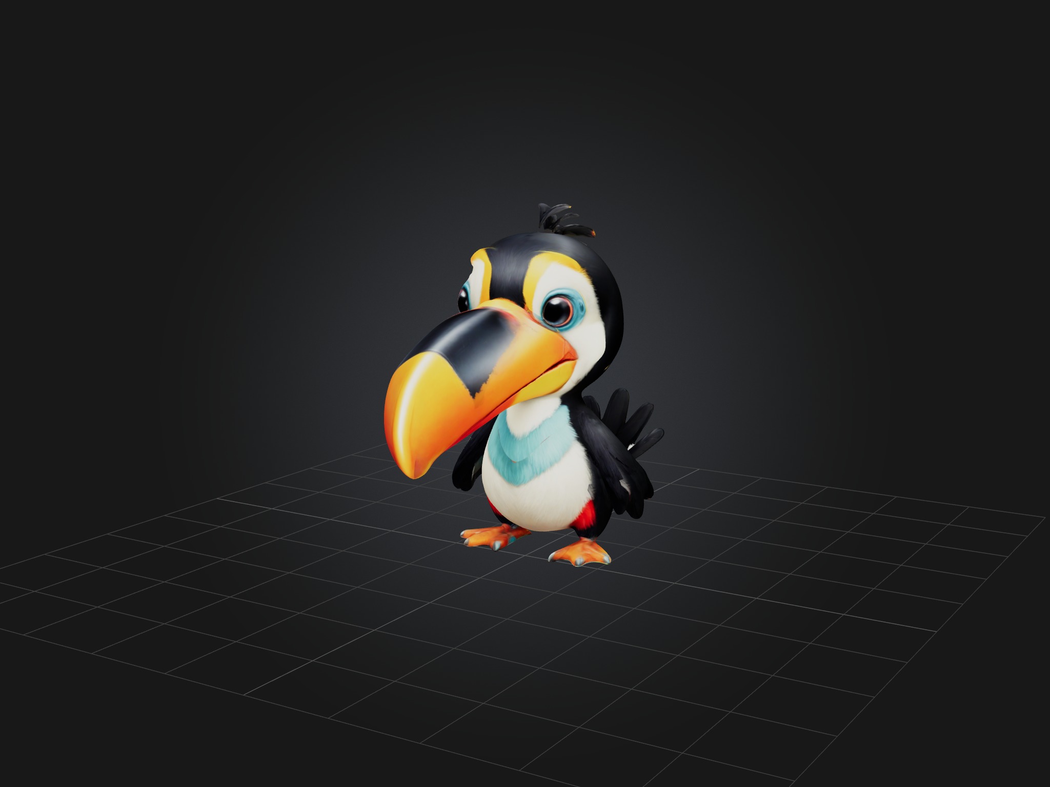 Cartoon Toucan Low-poly 3D model_1