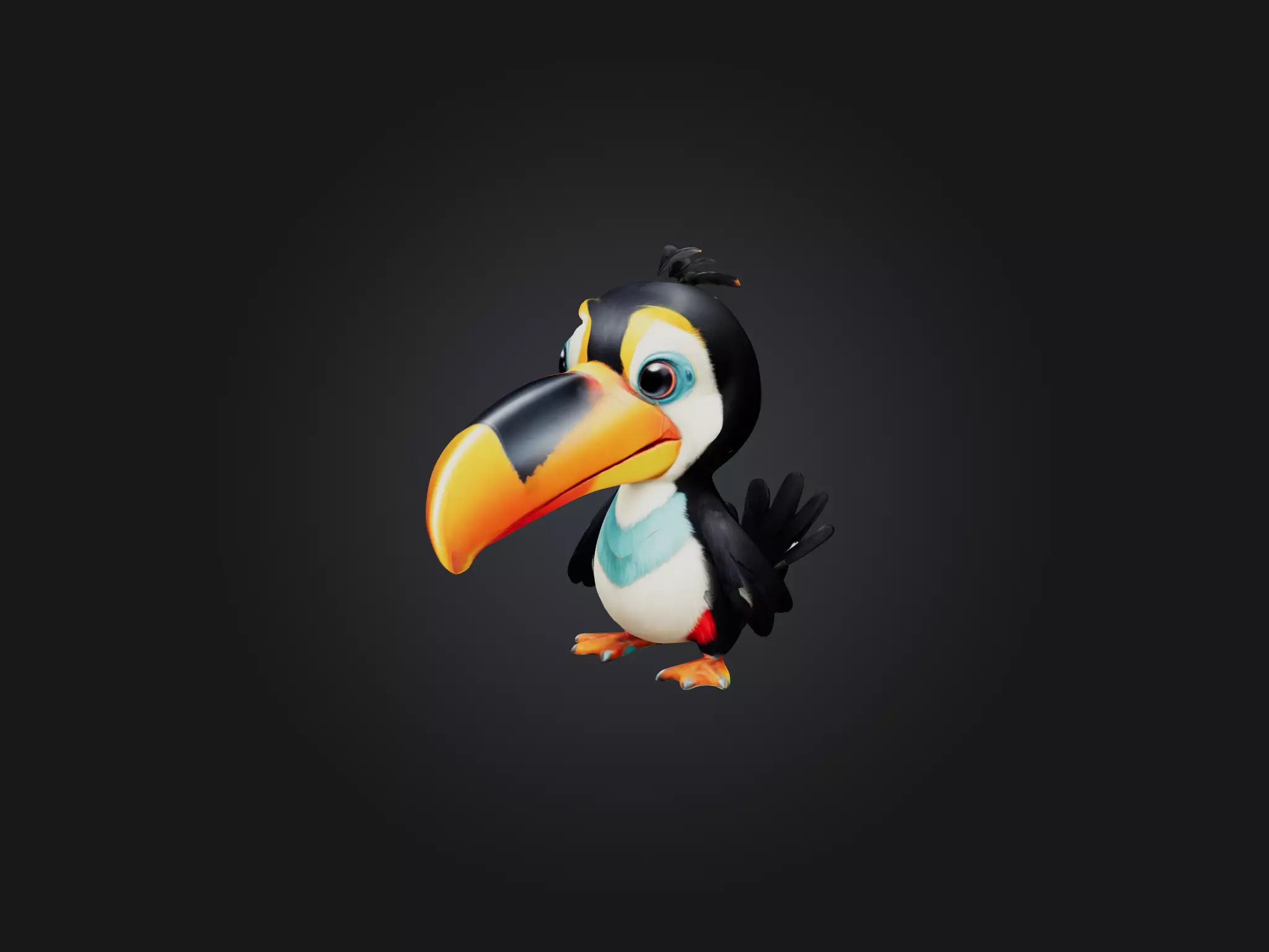 Cartoon Toucan Low-poly 3D model_0
