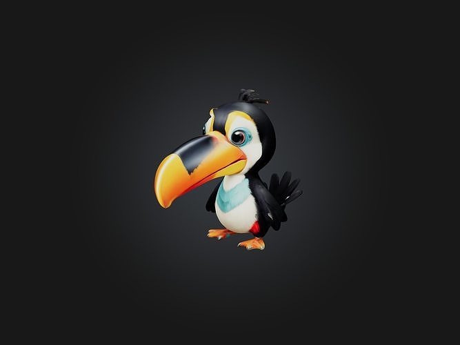 Cartoon Toucan Low-poly 3D model