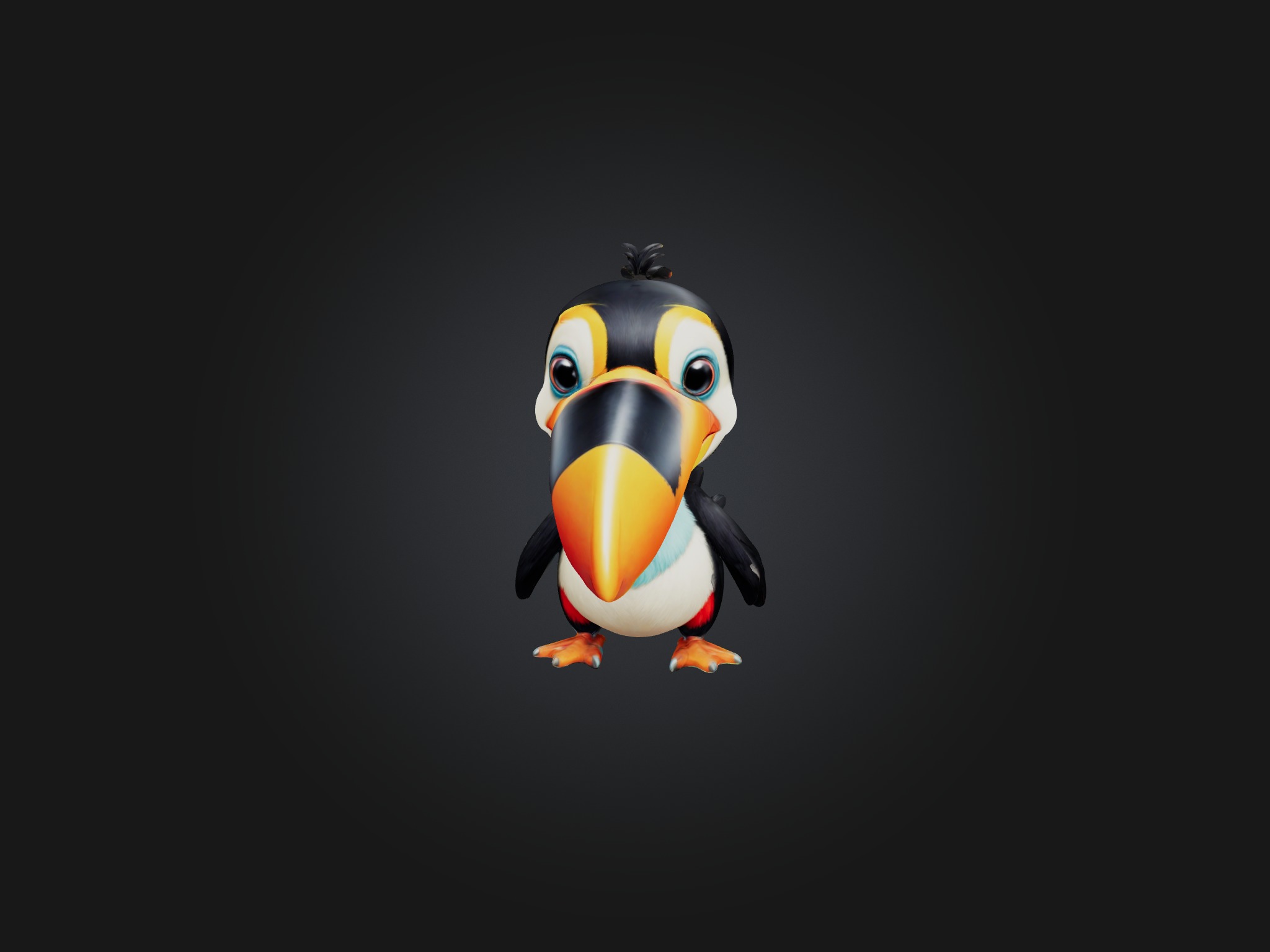 Cartoon Toucan Low-poly 3D model_5