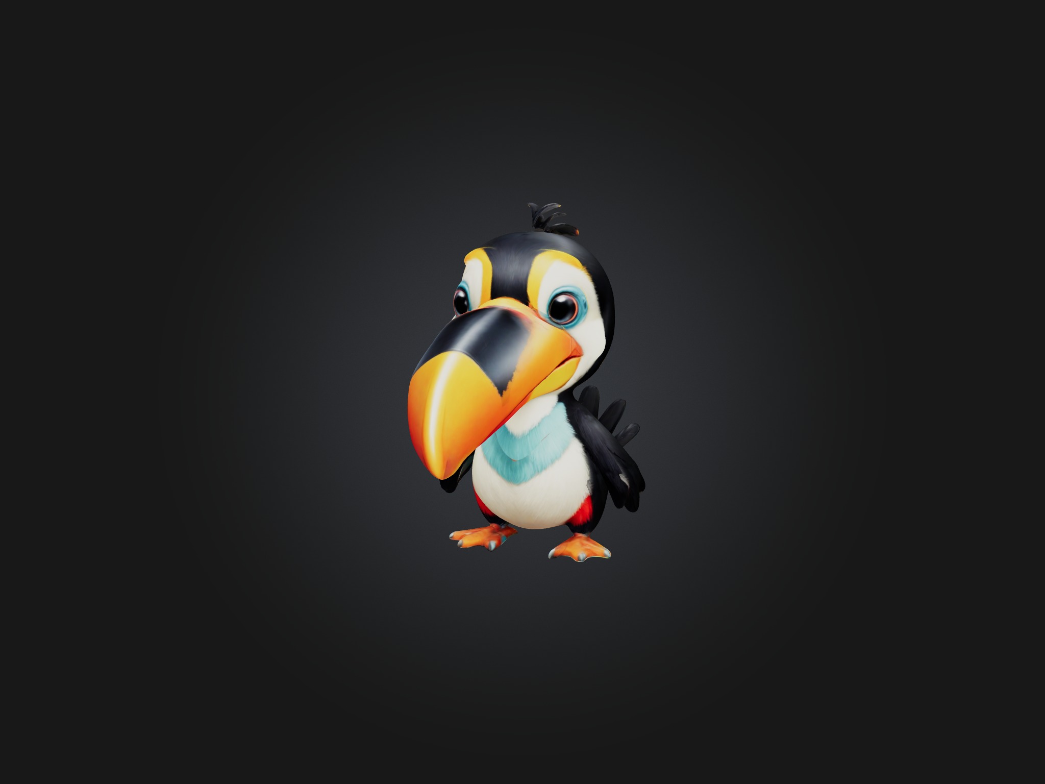 Cartoon Toucan Low-poly 3D model_3