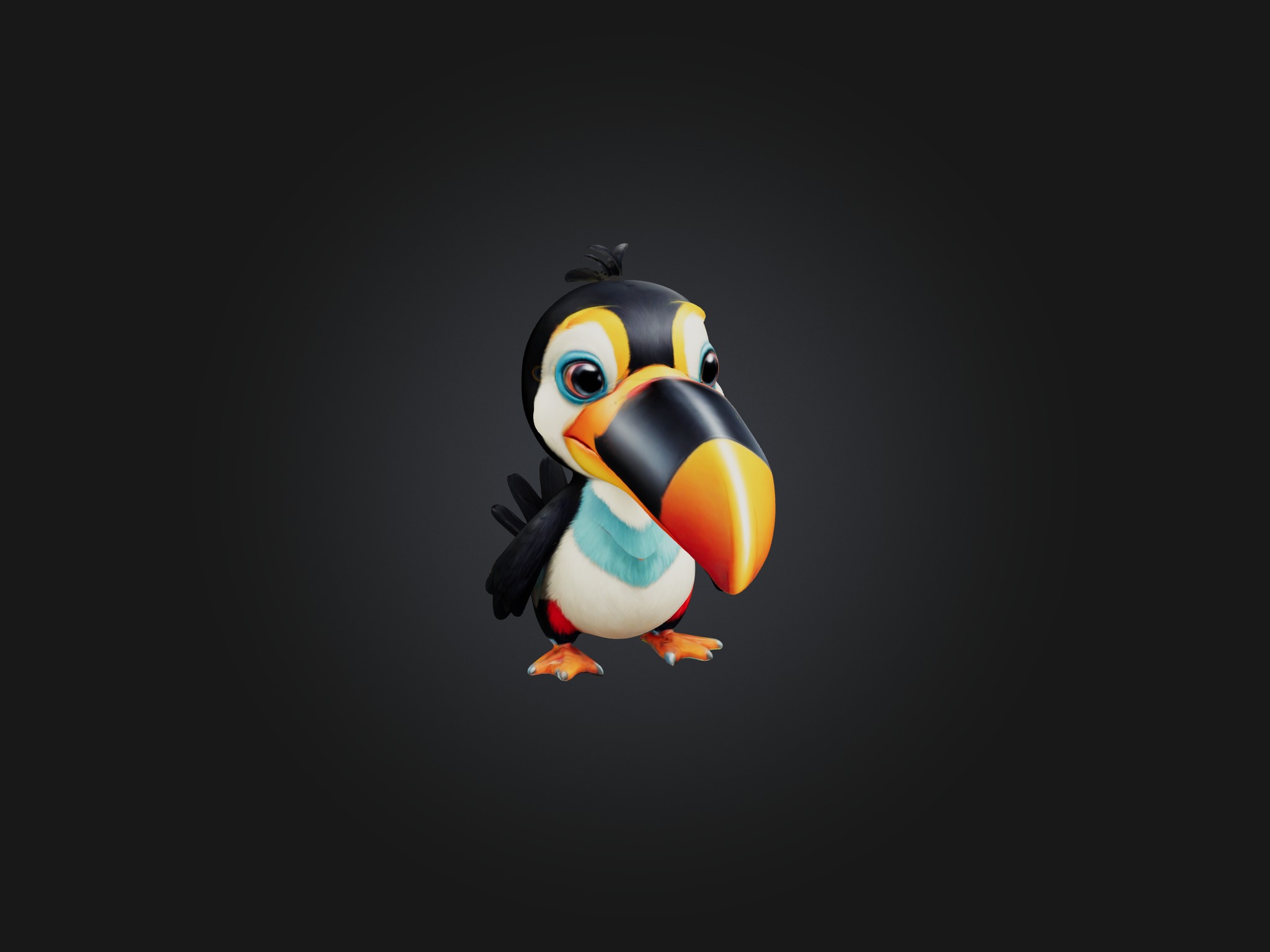 Cartoon Toucan Low-poly 3D model_6