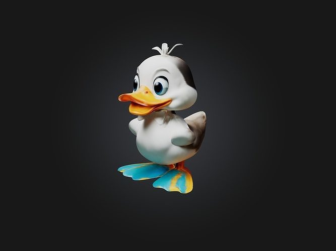 Cartoon Duck Low-poly 3D model