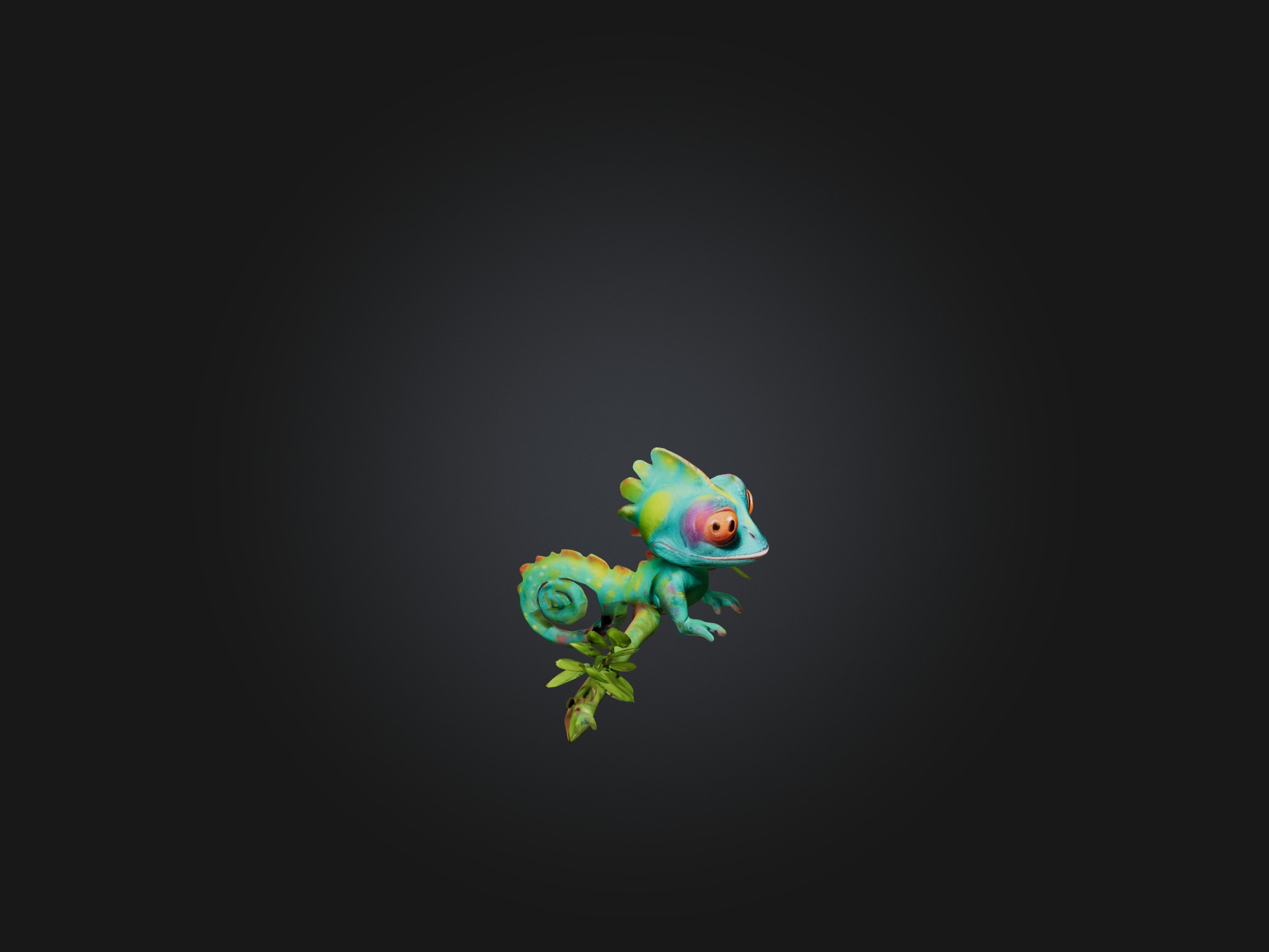 Cartoon Chameleon Low-poly 3D model_8