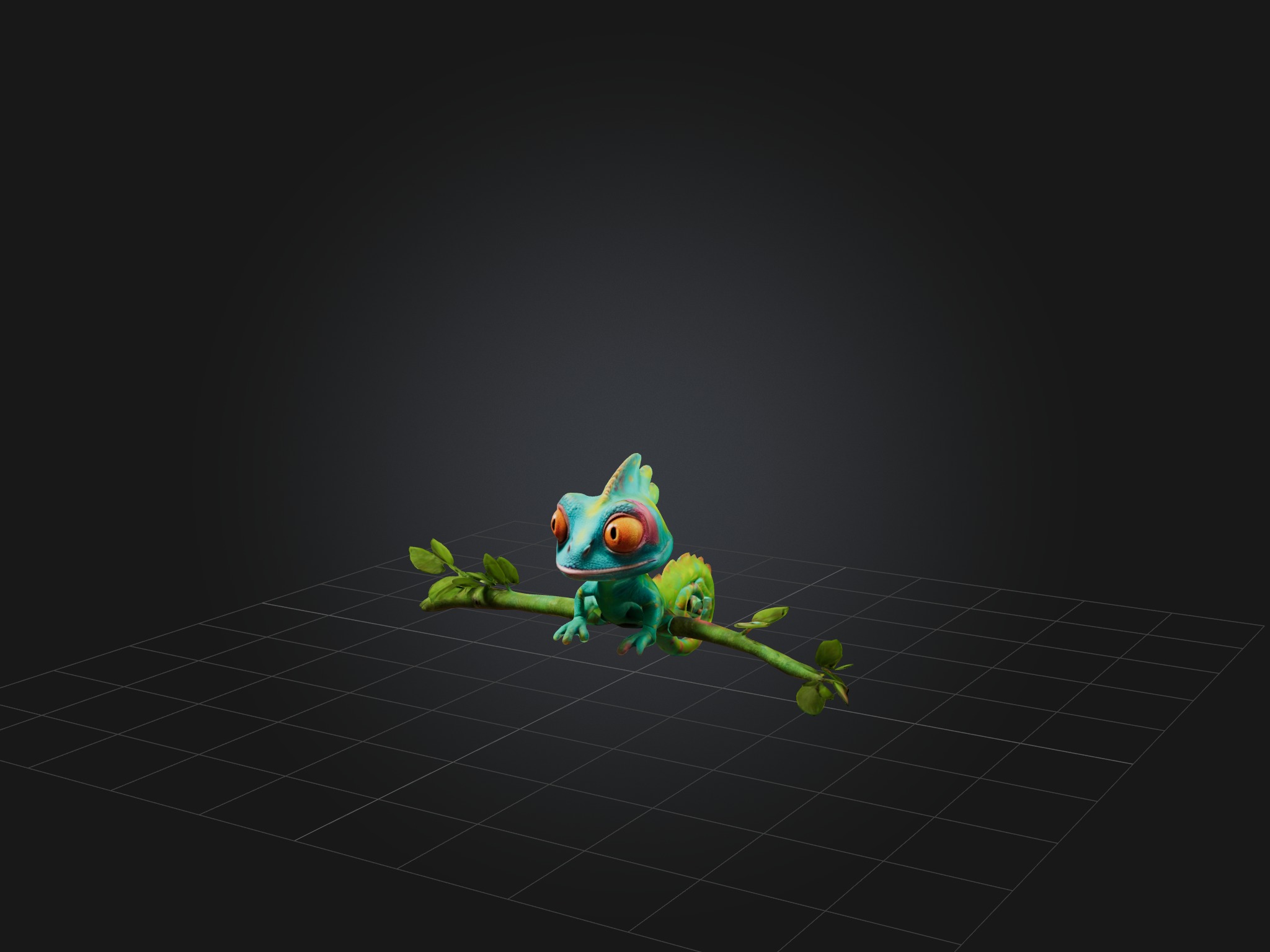 Cartoon Chameleon Low-poly 3D model_1