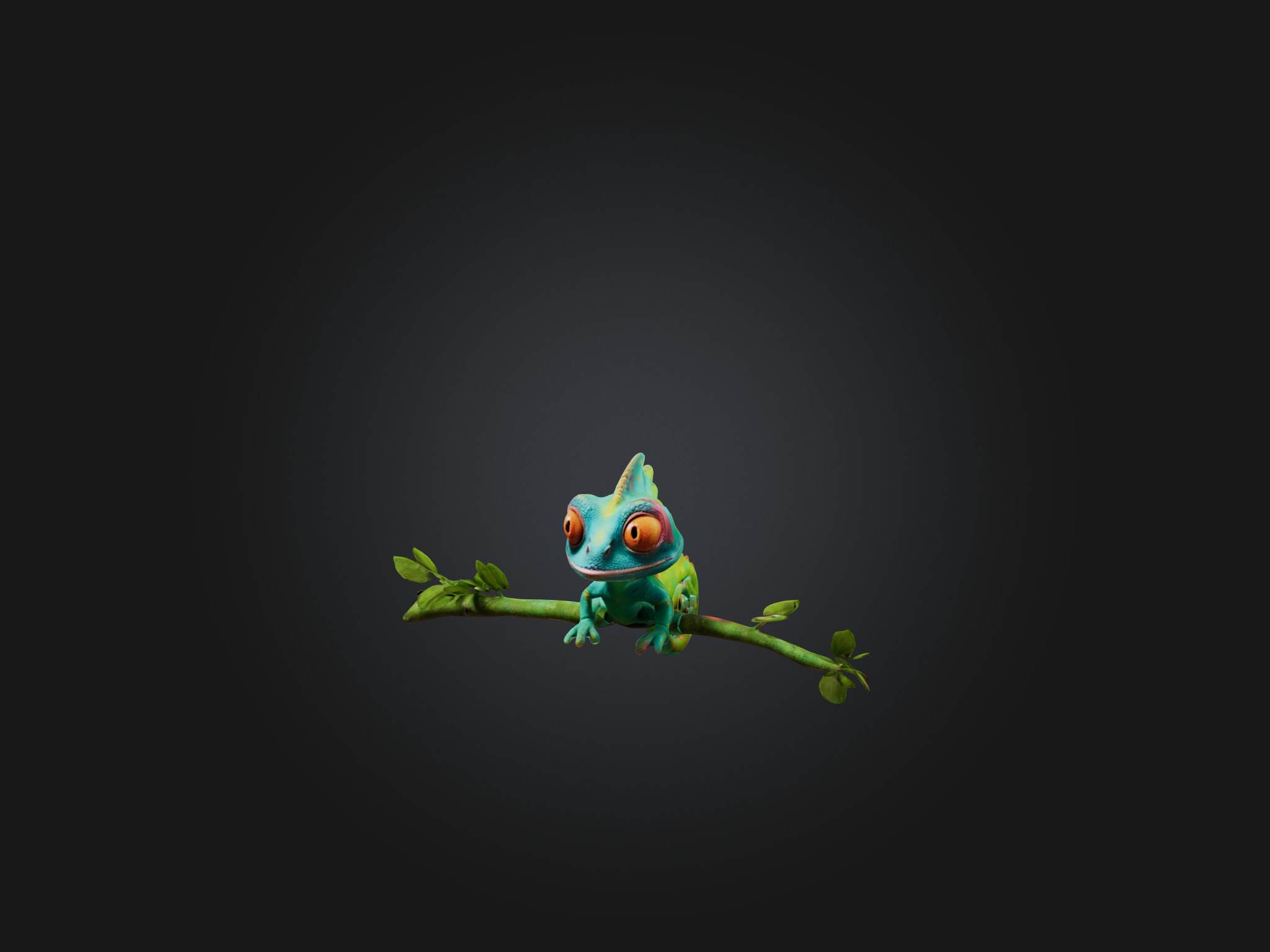 Cartoon Chameleon Low-poly 3D model_3