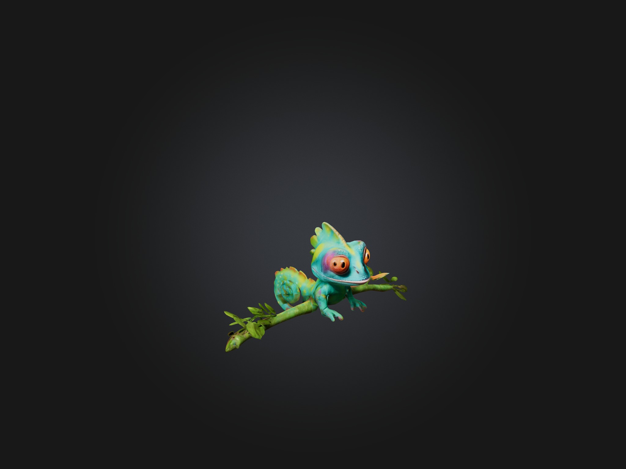 Cartoon Chameleon Low-poly 3D model_7