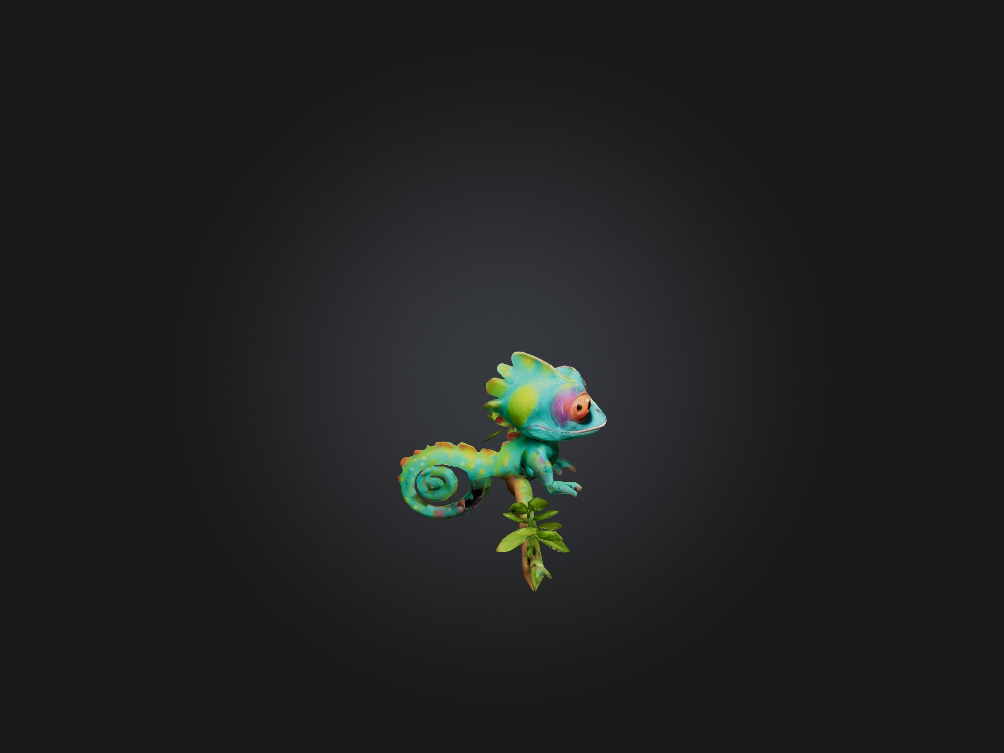 Cartoon Chameleon Low-poly 3D model_4