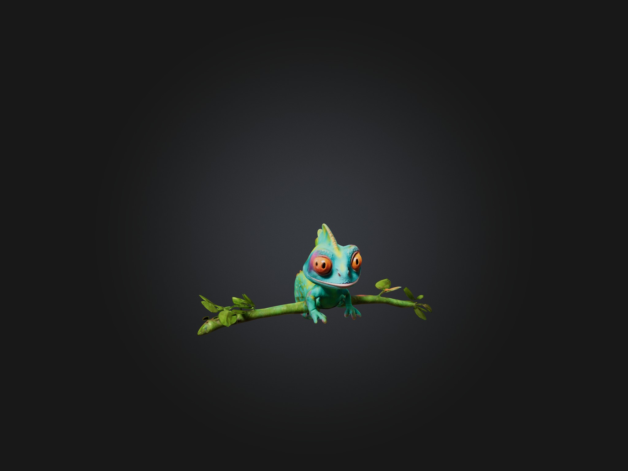 Cartoon Chameleon Low-poly 3D model_6
