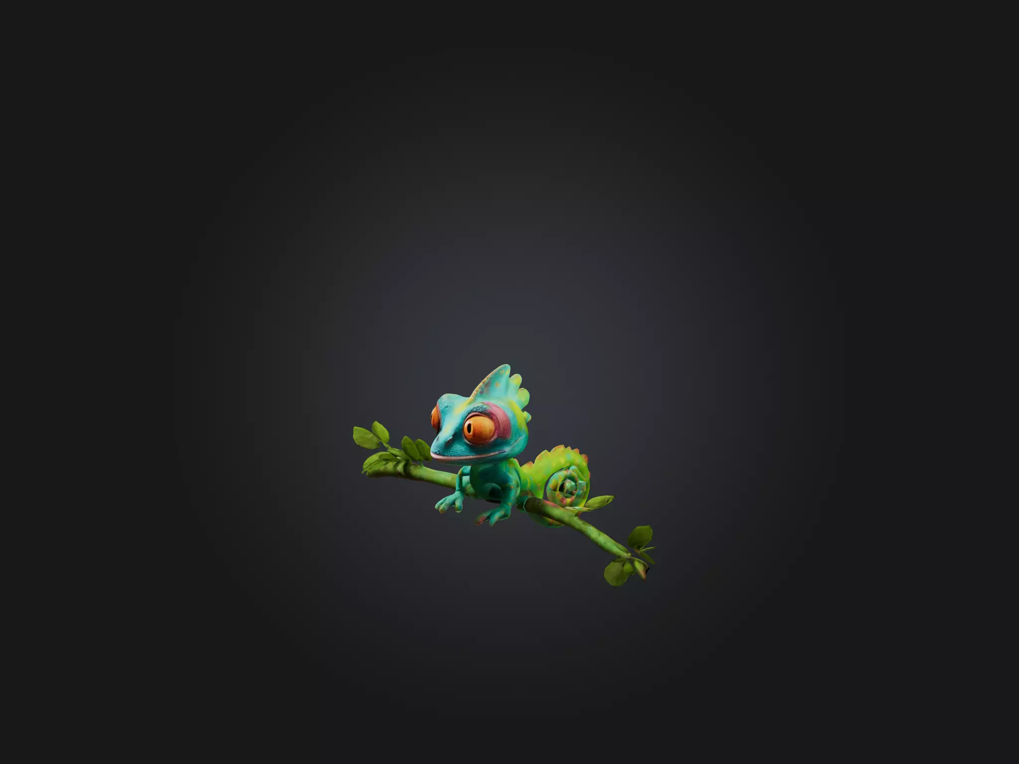 Cartoon Chameleon Low-poly 3D model_0