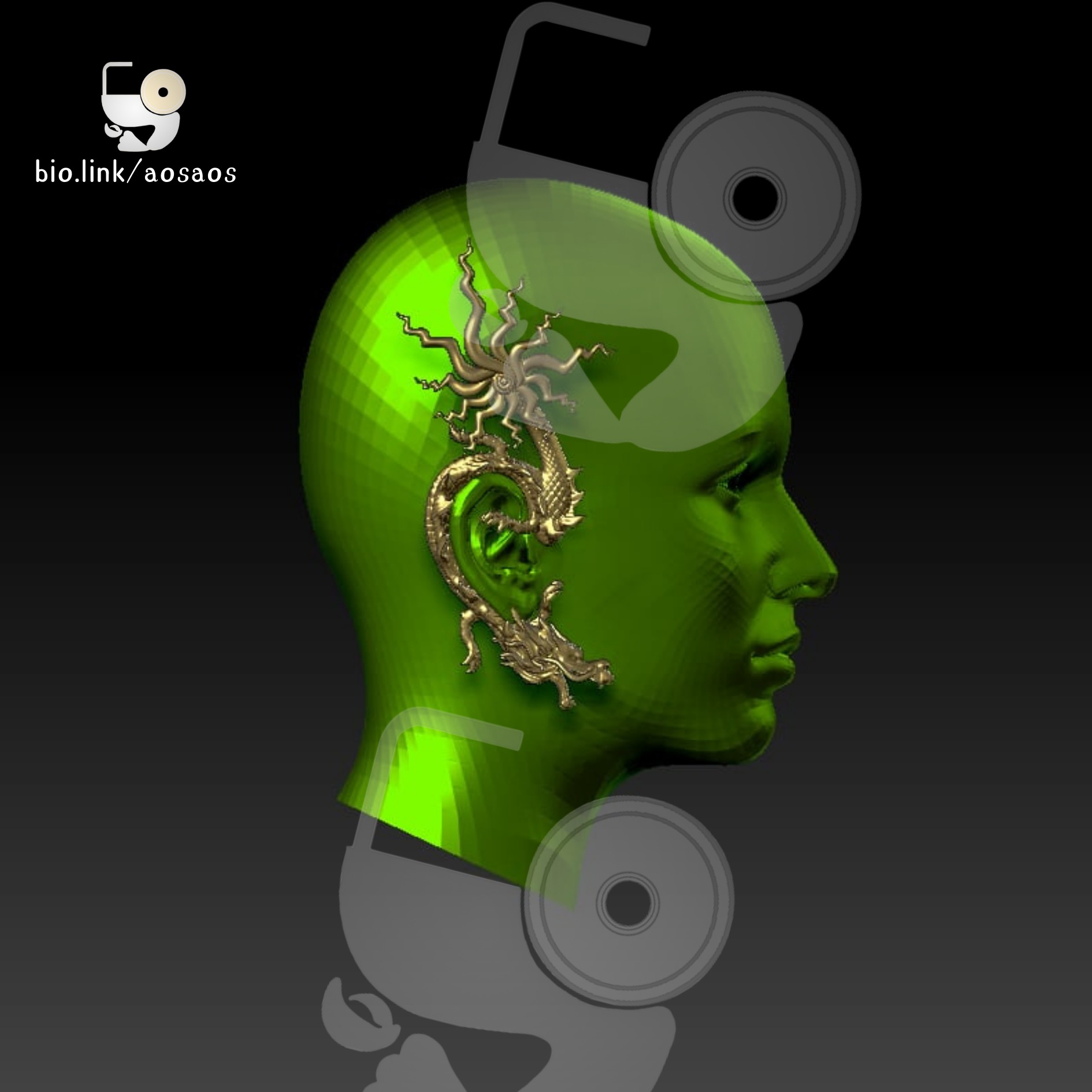 Earring dragon for fashion STL OBJ 3D print model_1