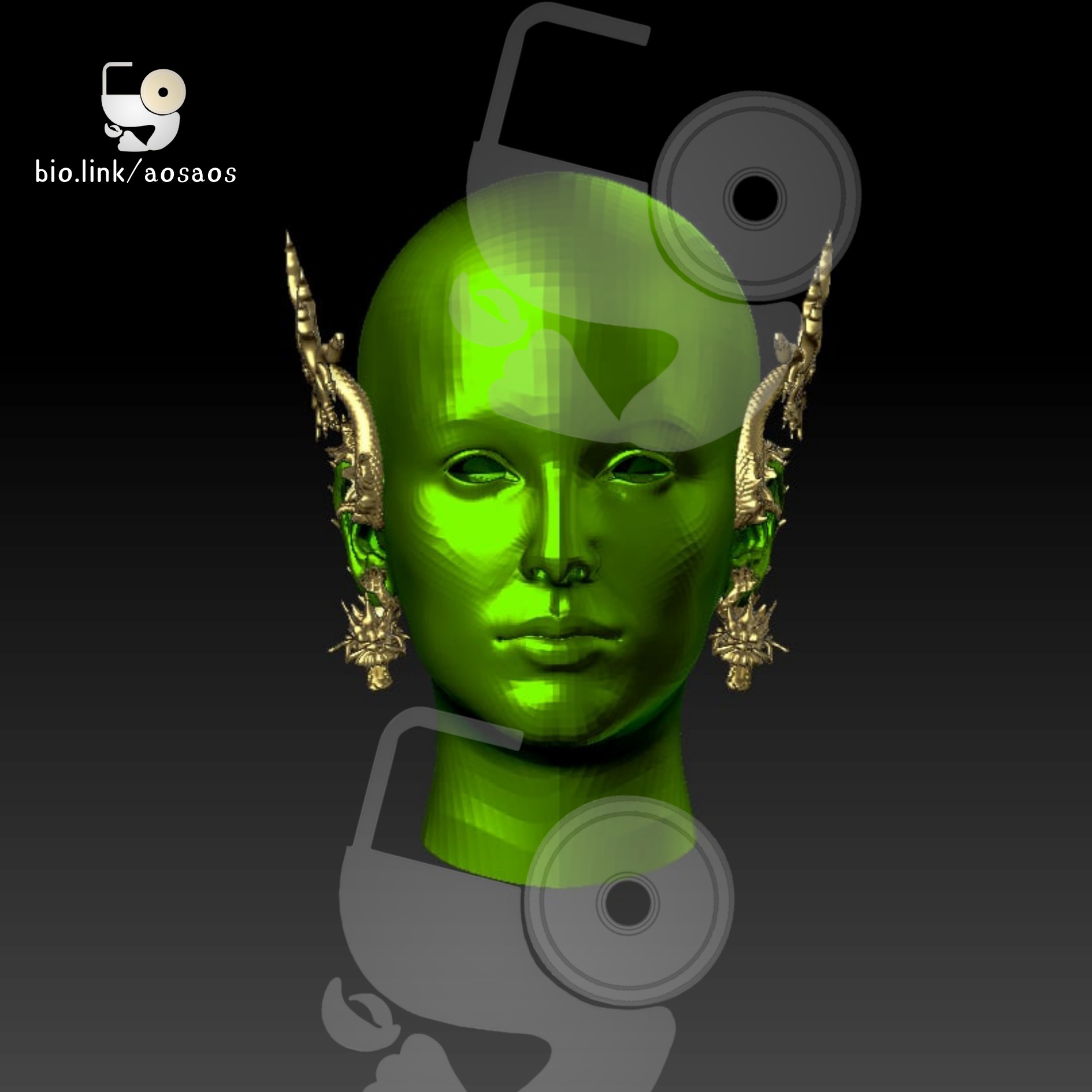 Earring dragon for fashion STL OBJ 3D print model_3