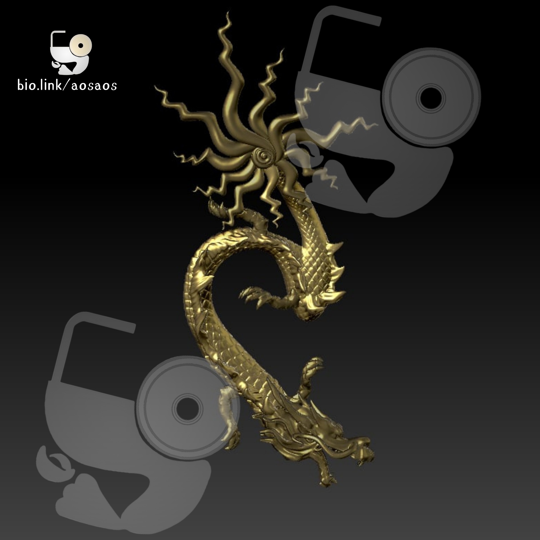 Earring dragon for fashion STL OBJ 3D print model_2