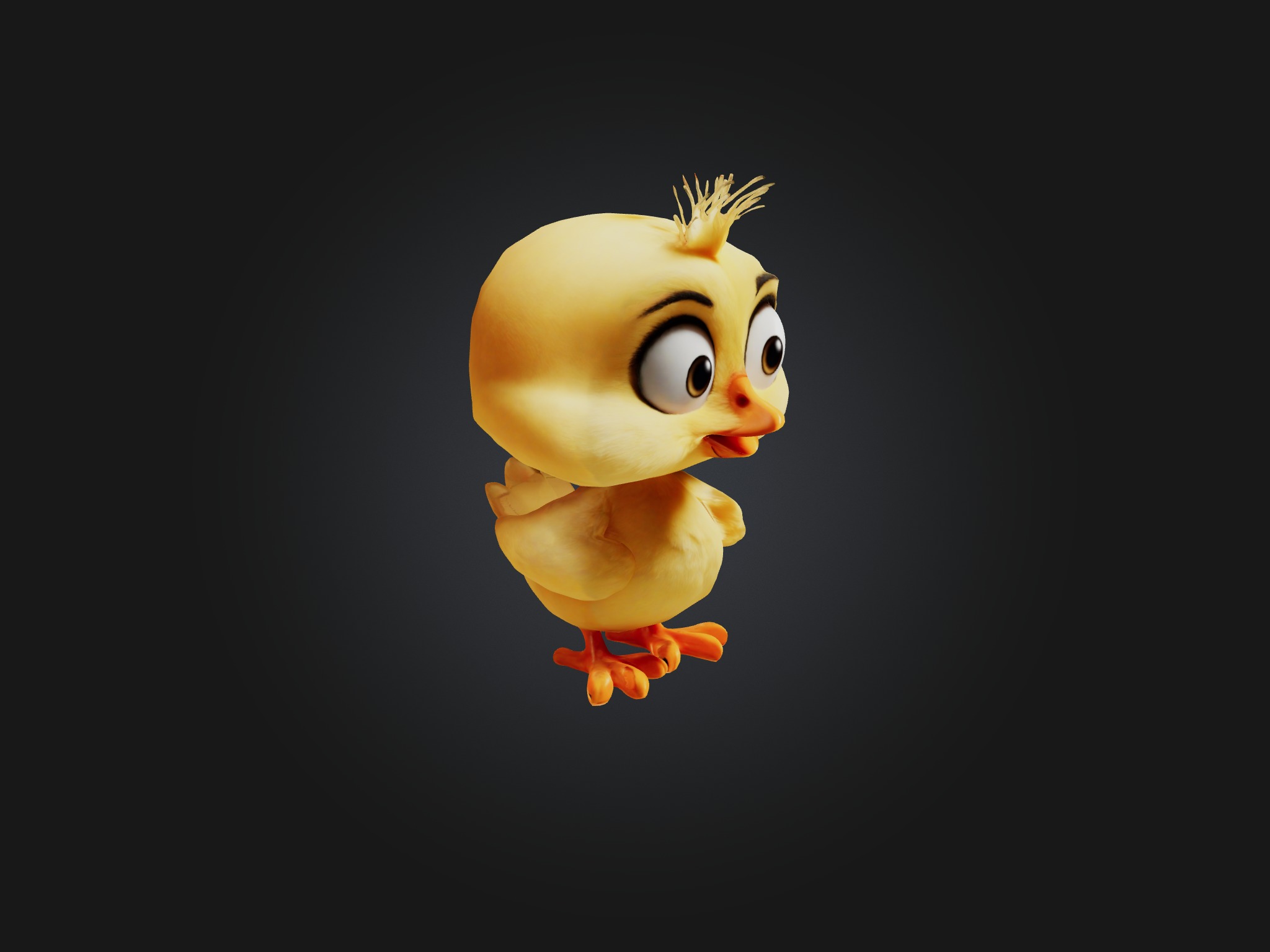 Cartoon Chick Low-poly 3D model_4