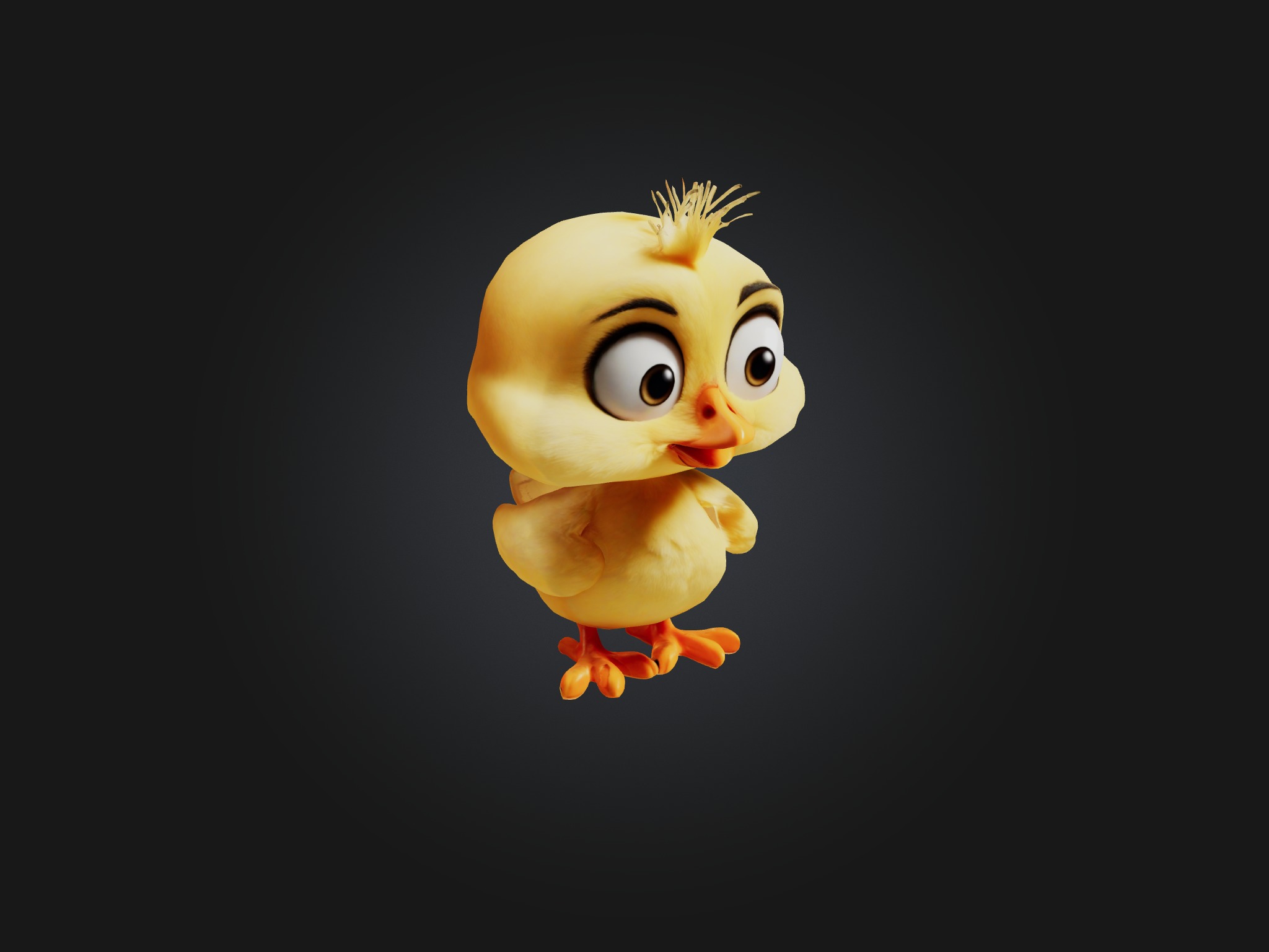 Cartoon Chick Low-poly 3D model_2