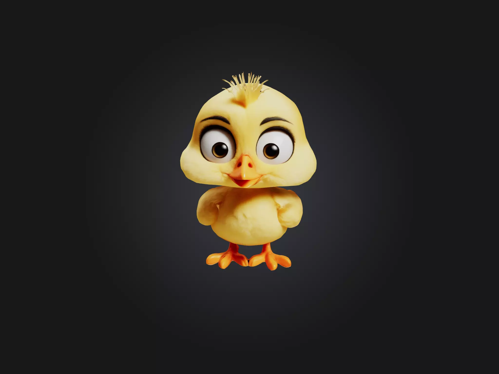 Cartoon Chick Low-poly 3D model_0