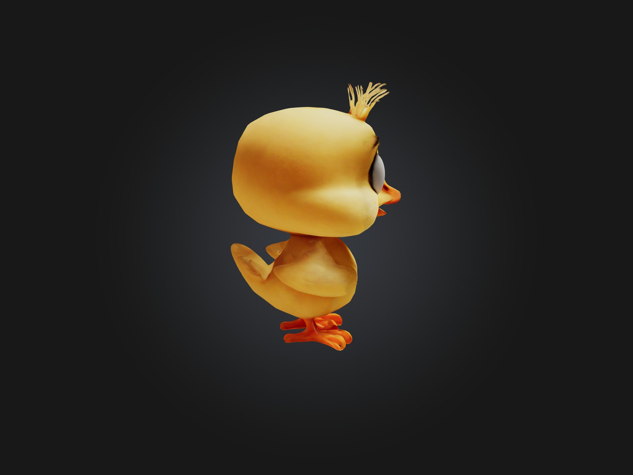 Cartoon Chick Low-poly 3D model_5