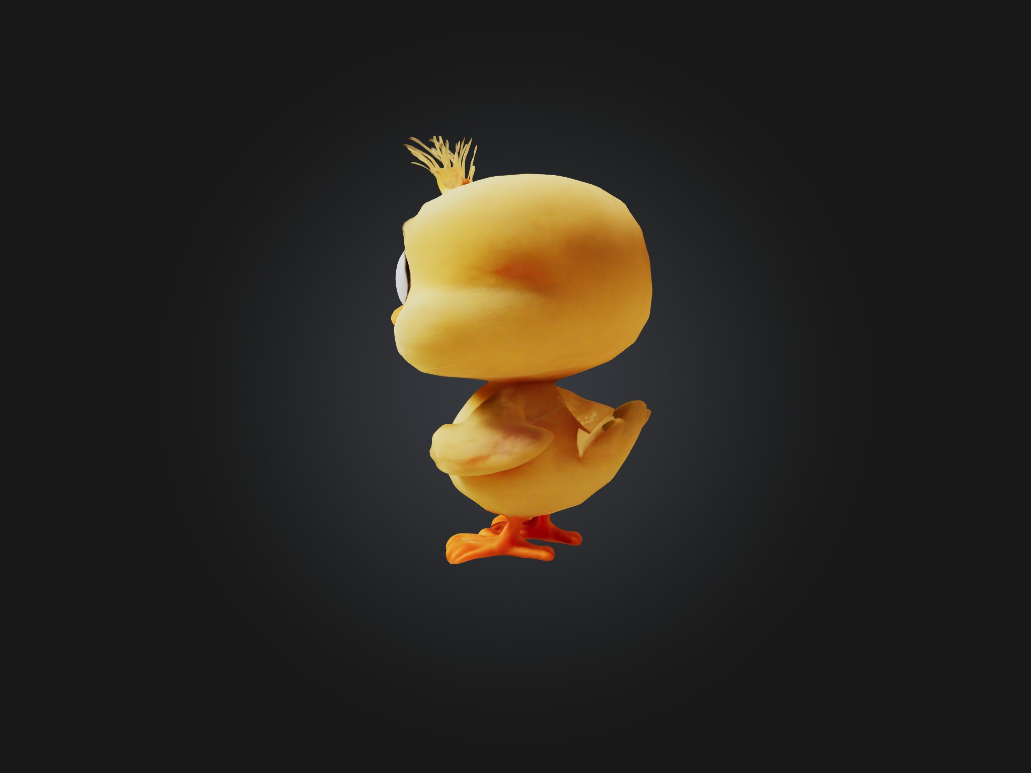Cartoon Chick Low-poly 3D model_9