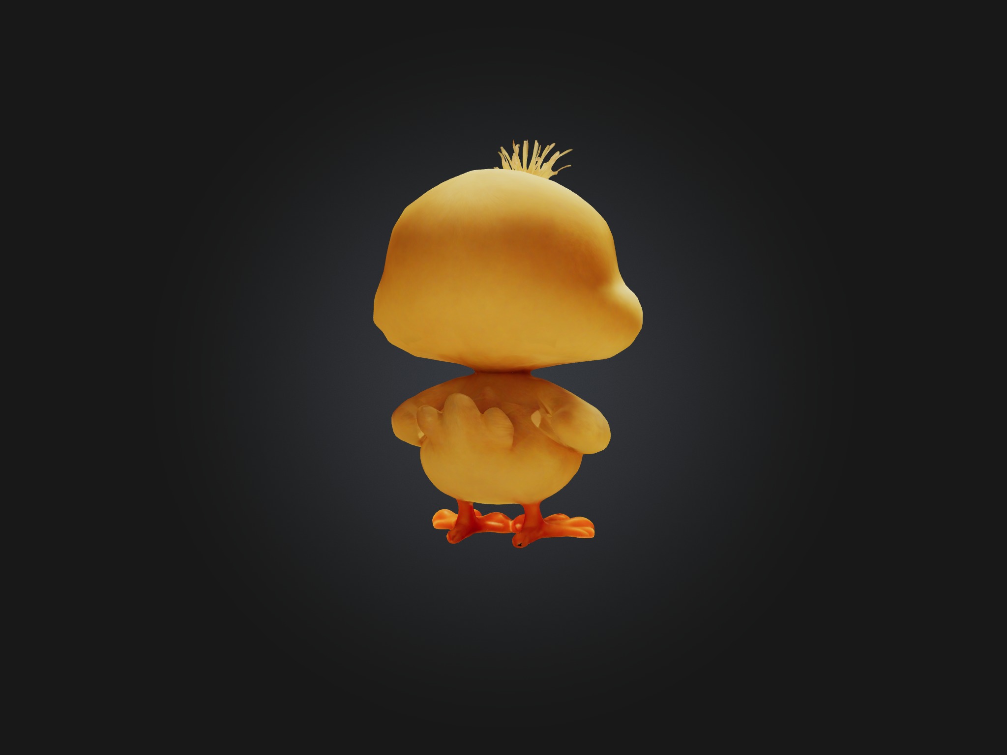 Cartoon Chick Low-poly 3D model_7