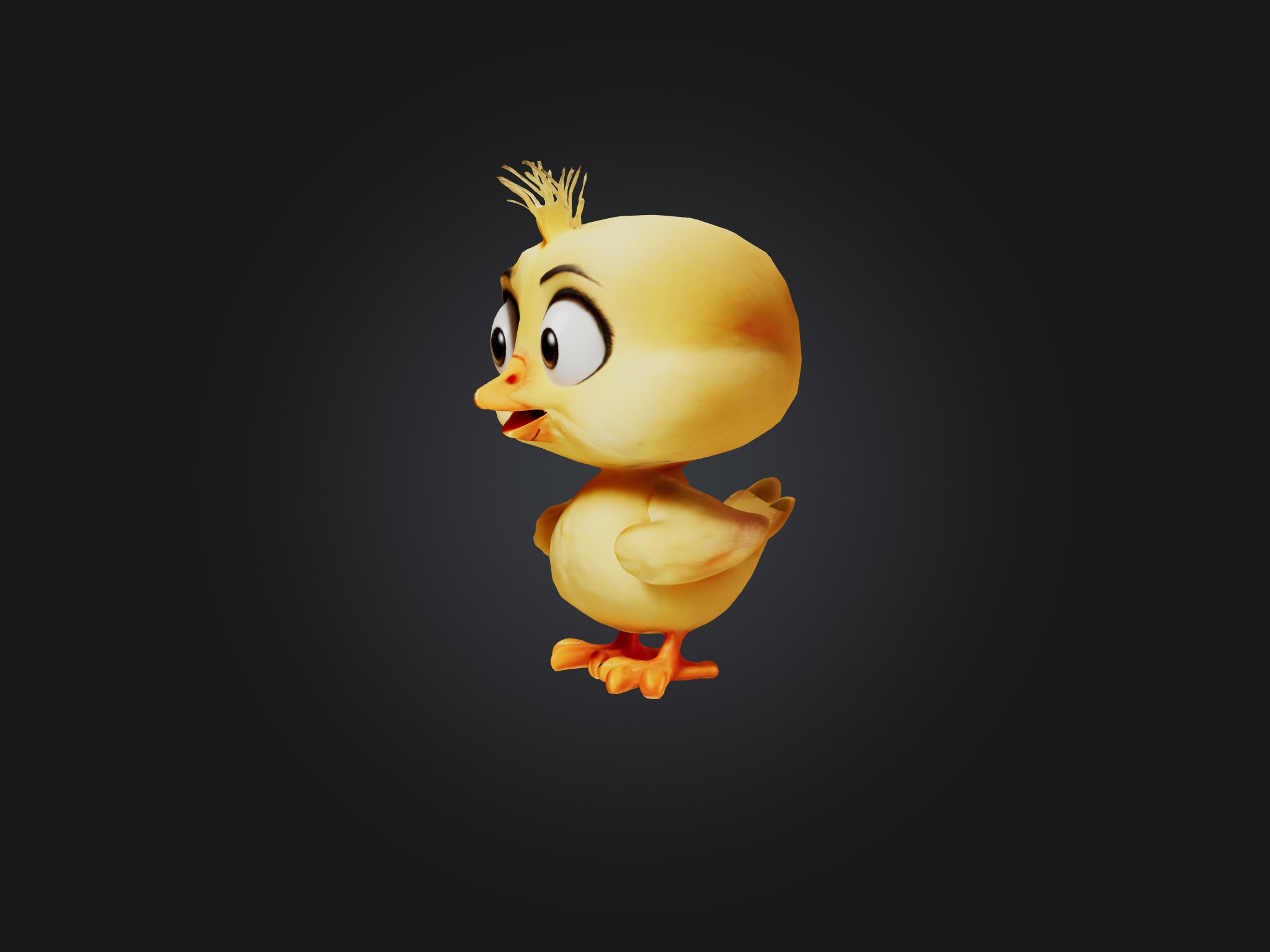 Cartoon Chick Low-poly 3D model_1