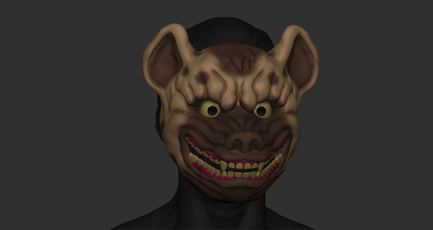 Hyena Mask Japanese 3D print model_4