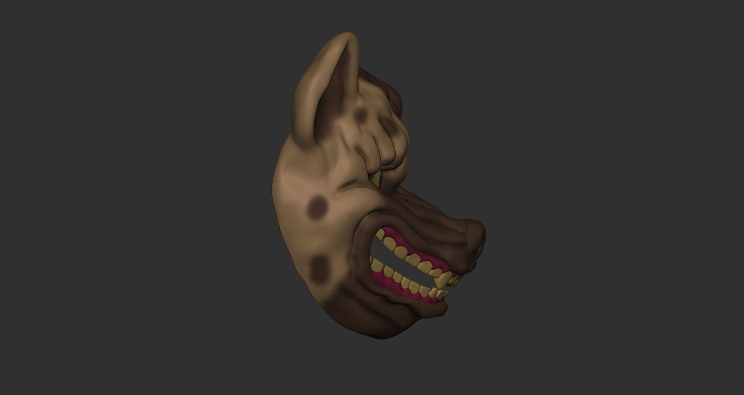 Hyena Mask Japanese 3D print model_3