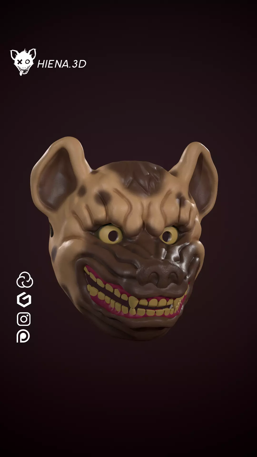 Hyena Mask Japanese 3D print model_0