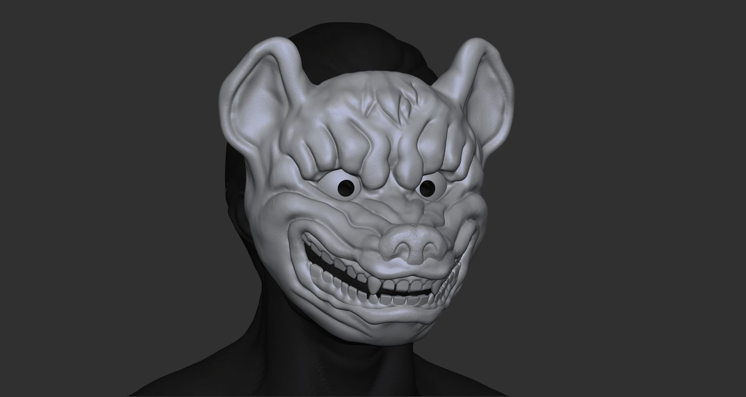 Hyena Mask Japanese 3D print model_6
