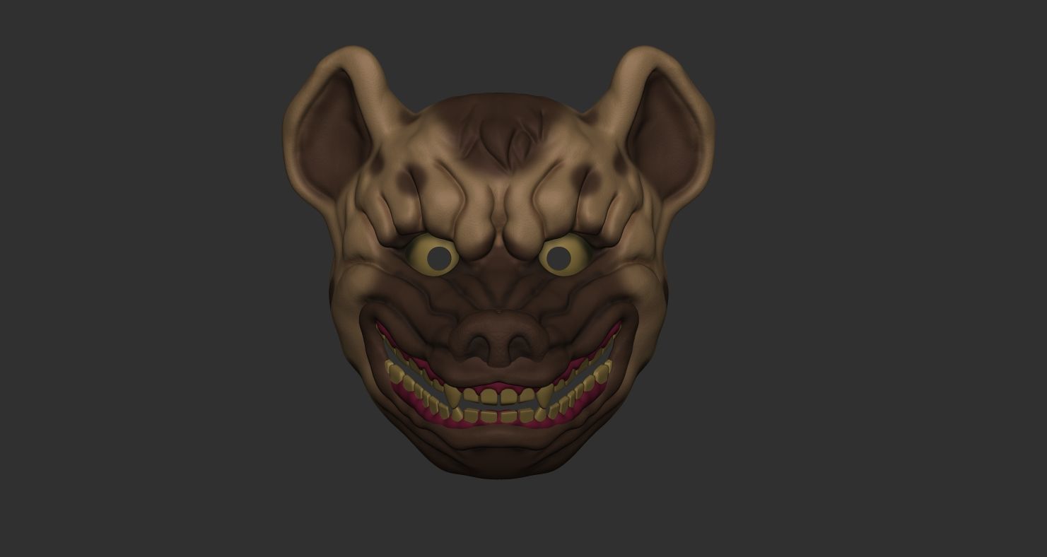 Hyena Mask Japanese 3D print model_5