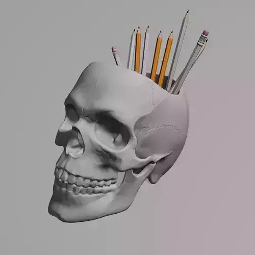 SKULL-SHAPED PENCIL HOLDER 3D print model