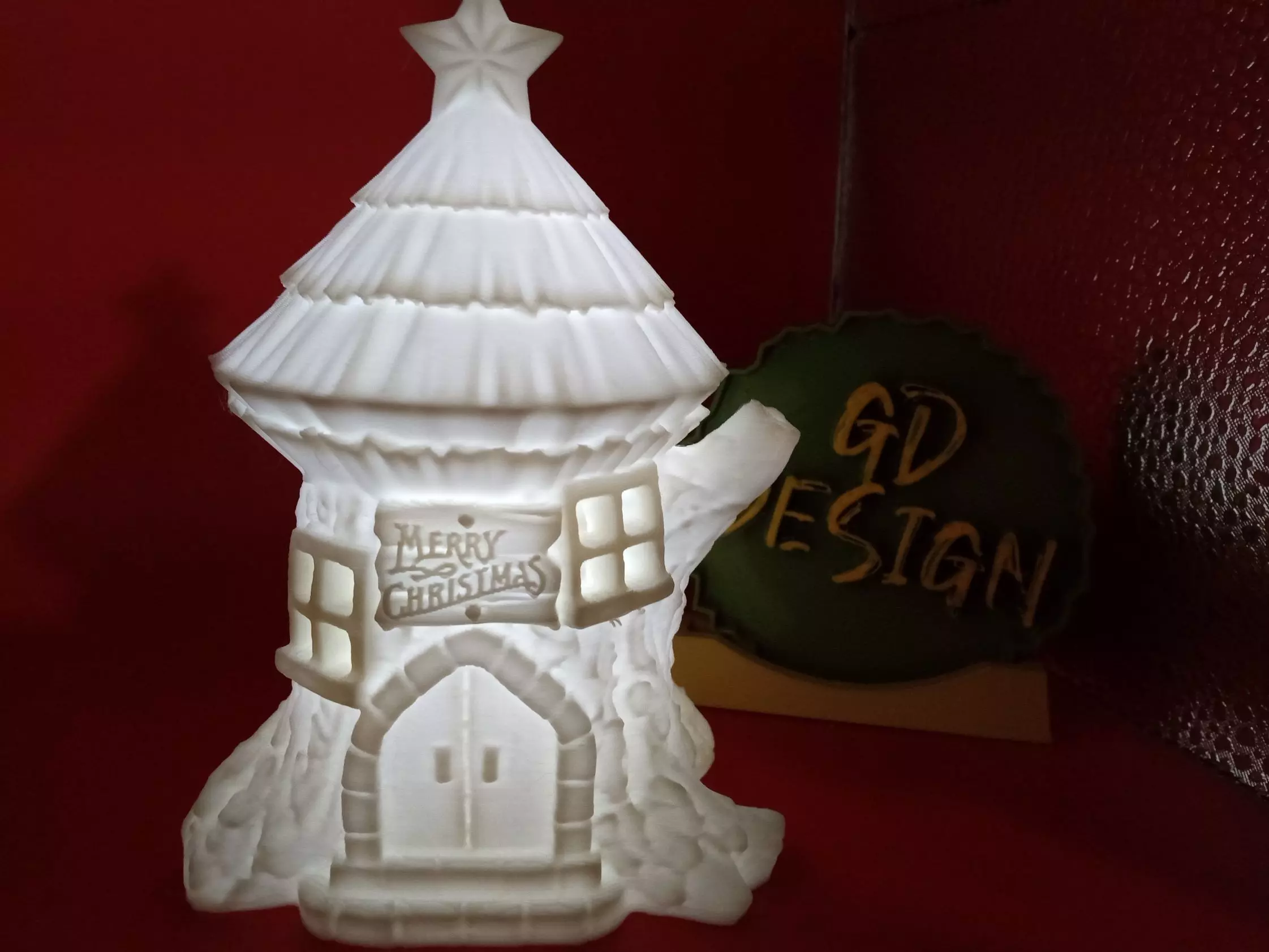 Christmas Tree Stump House Merry Christmas 3D Light 3D print model_0