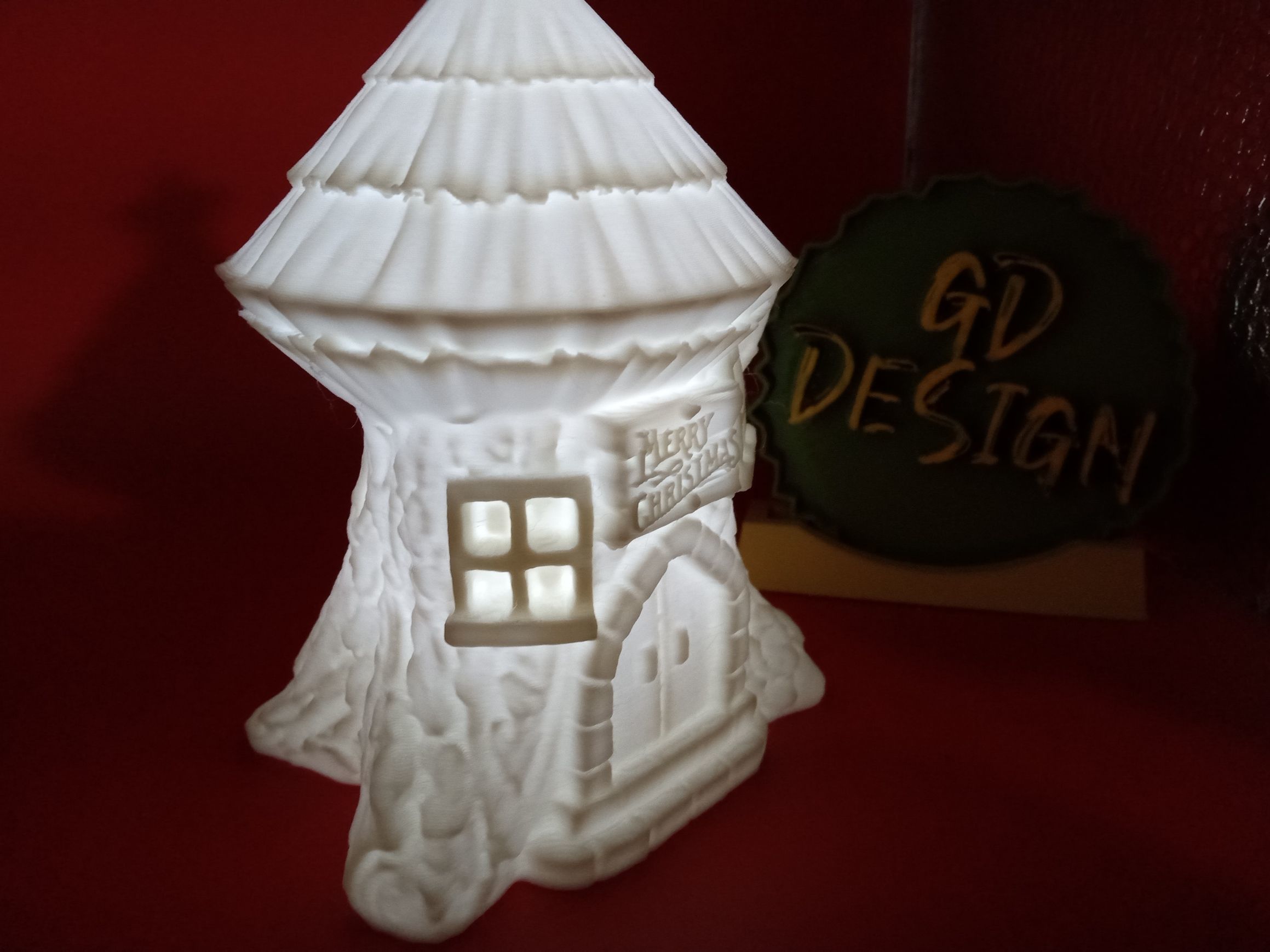 Christmas Tree Stump House Merry Christmas 3D Light 3D print model_3