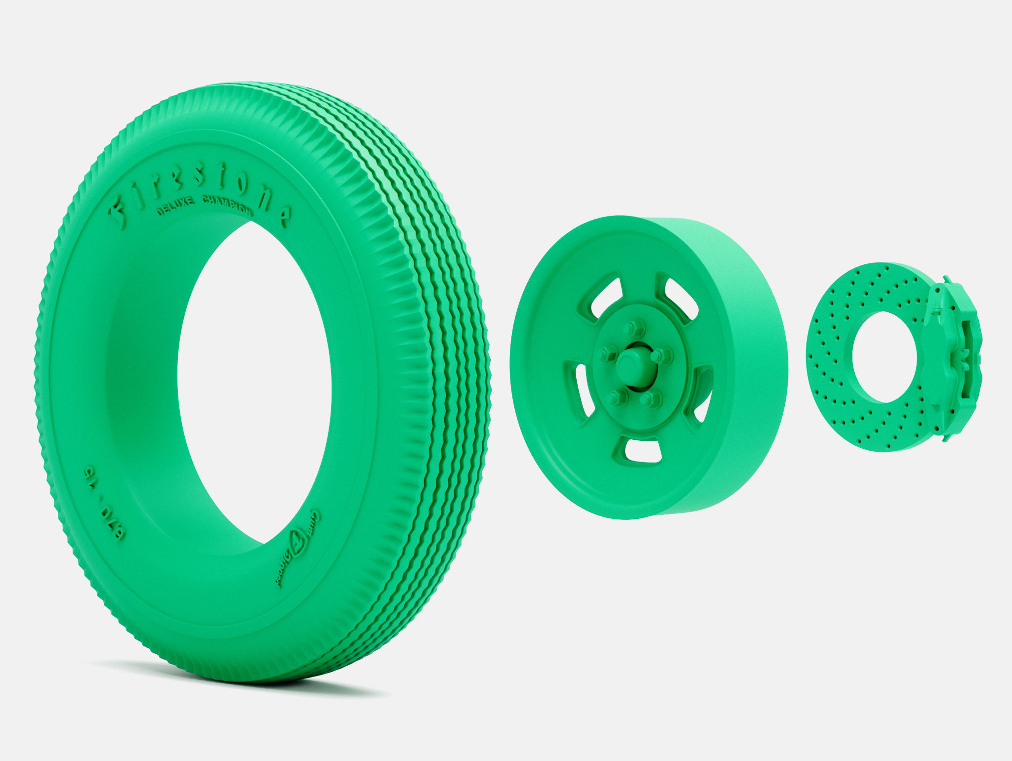 15x4 Halibrand Sprint Wheel Firestone 670-15 Tire 3D print model_4