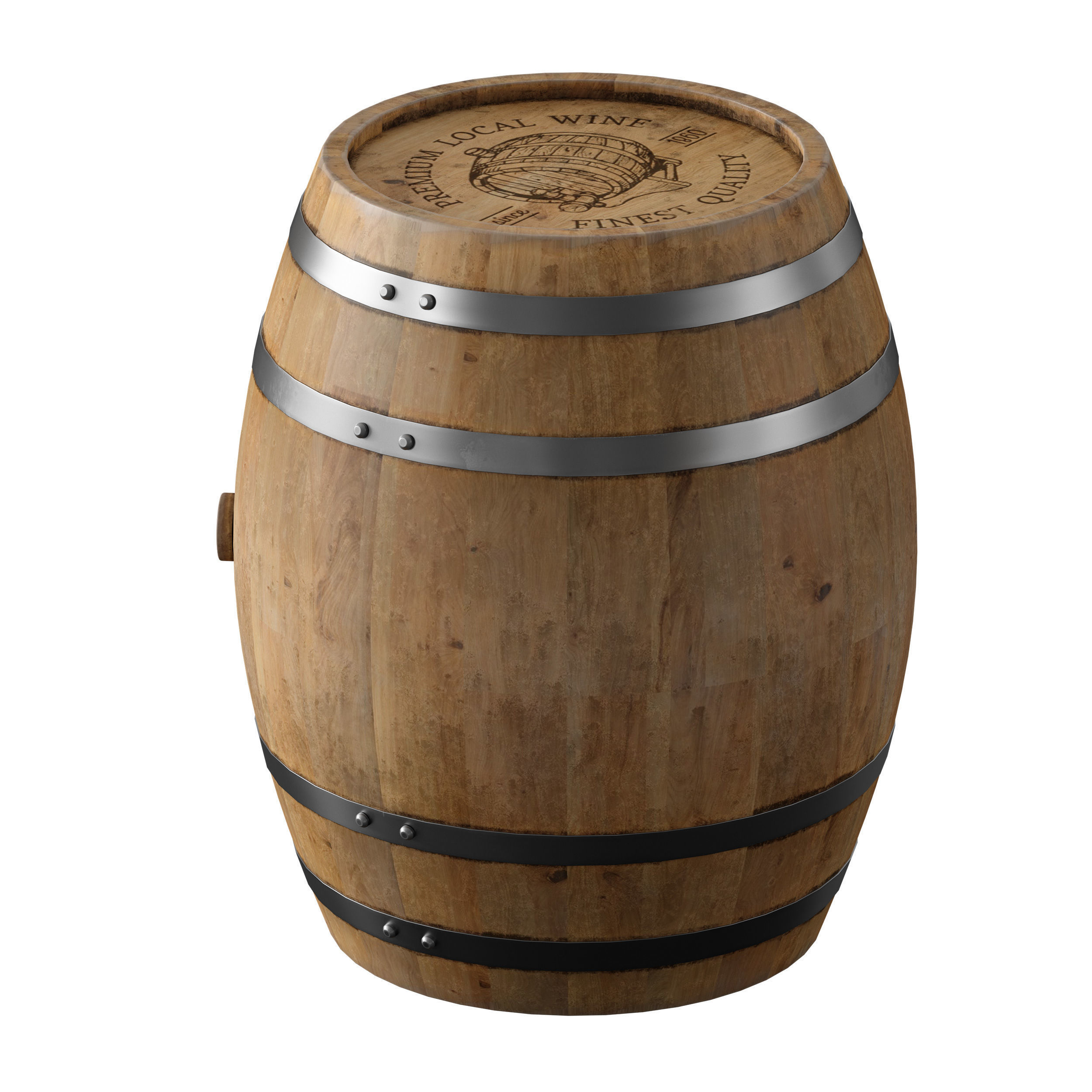 Wooden barrels 3D model_9