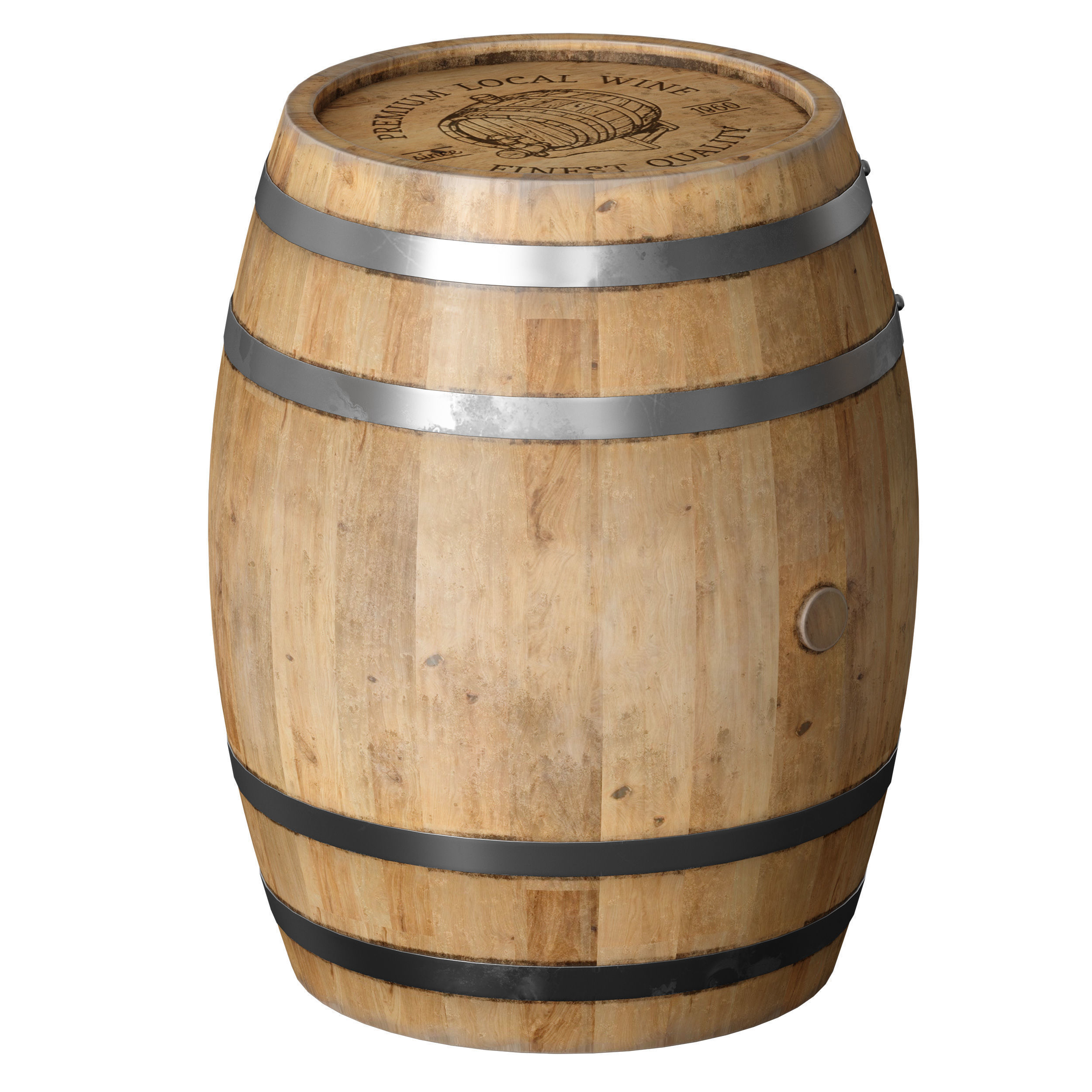 Wooden barrels 3D model_6