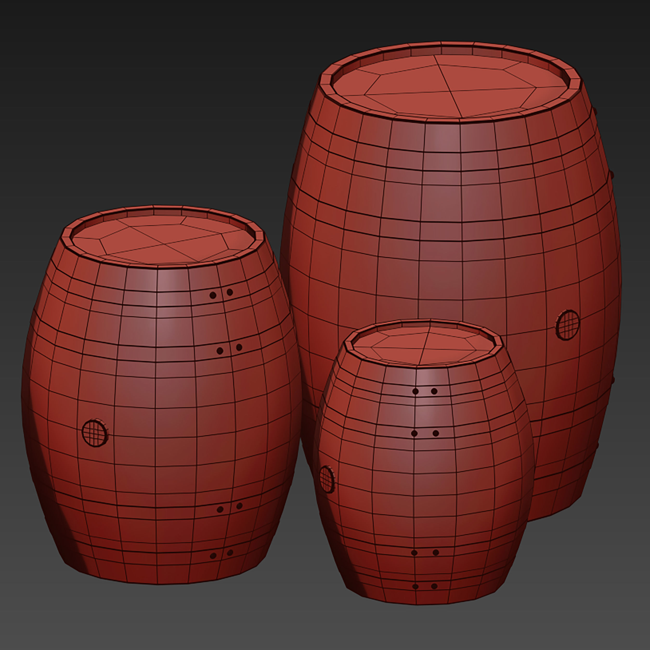 Wooden barrels 3D model_16