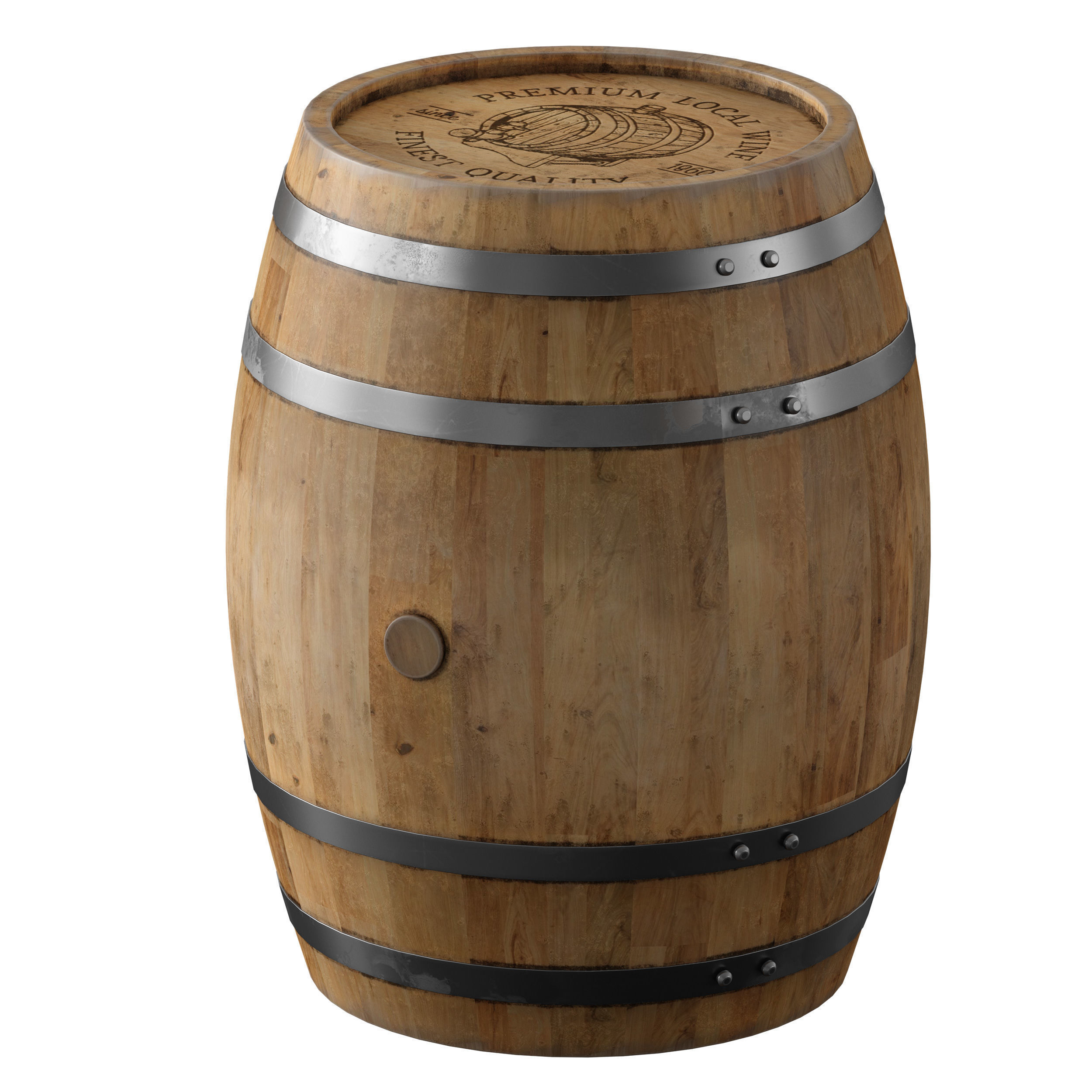 Wooden barrels 3D model_7