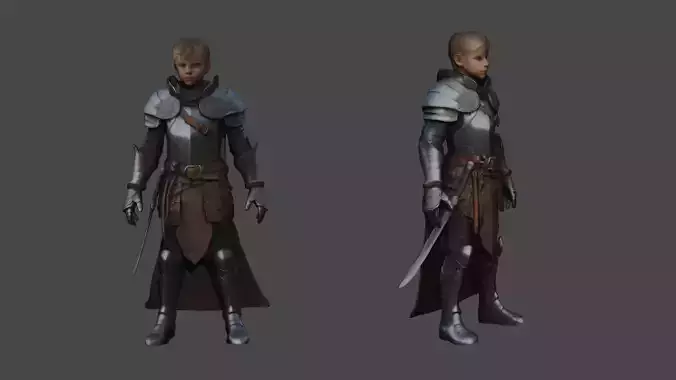 Young stylized knight Free 3D model