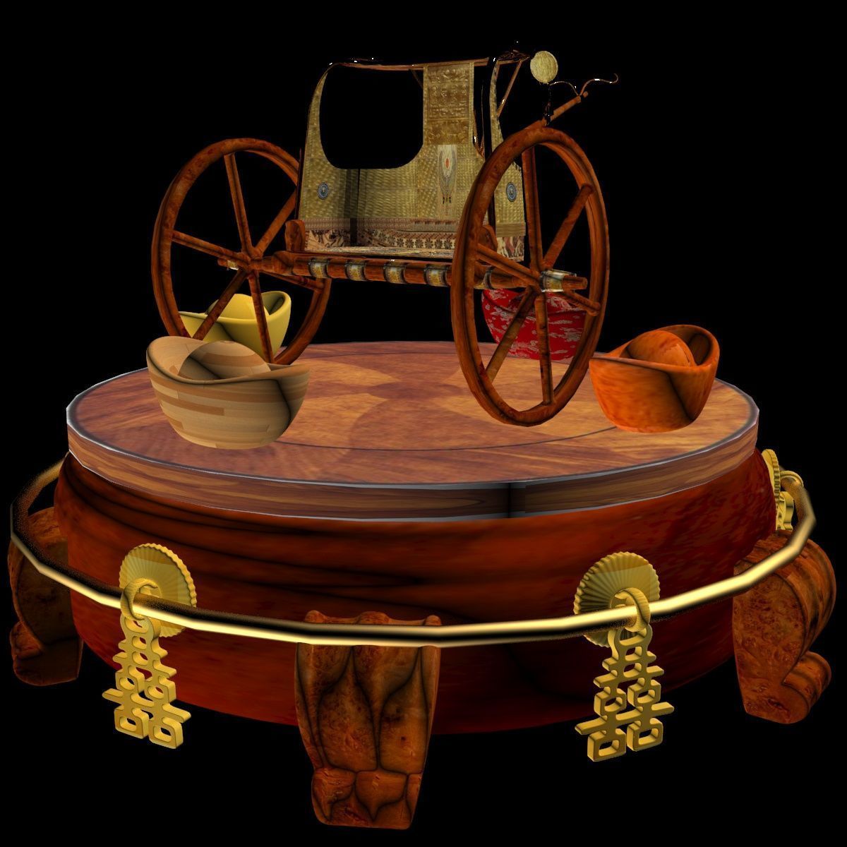 Egyptian Chariot  Low-poly 3D model_7
