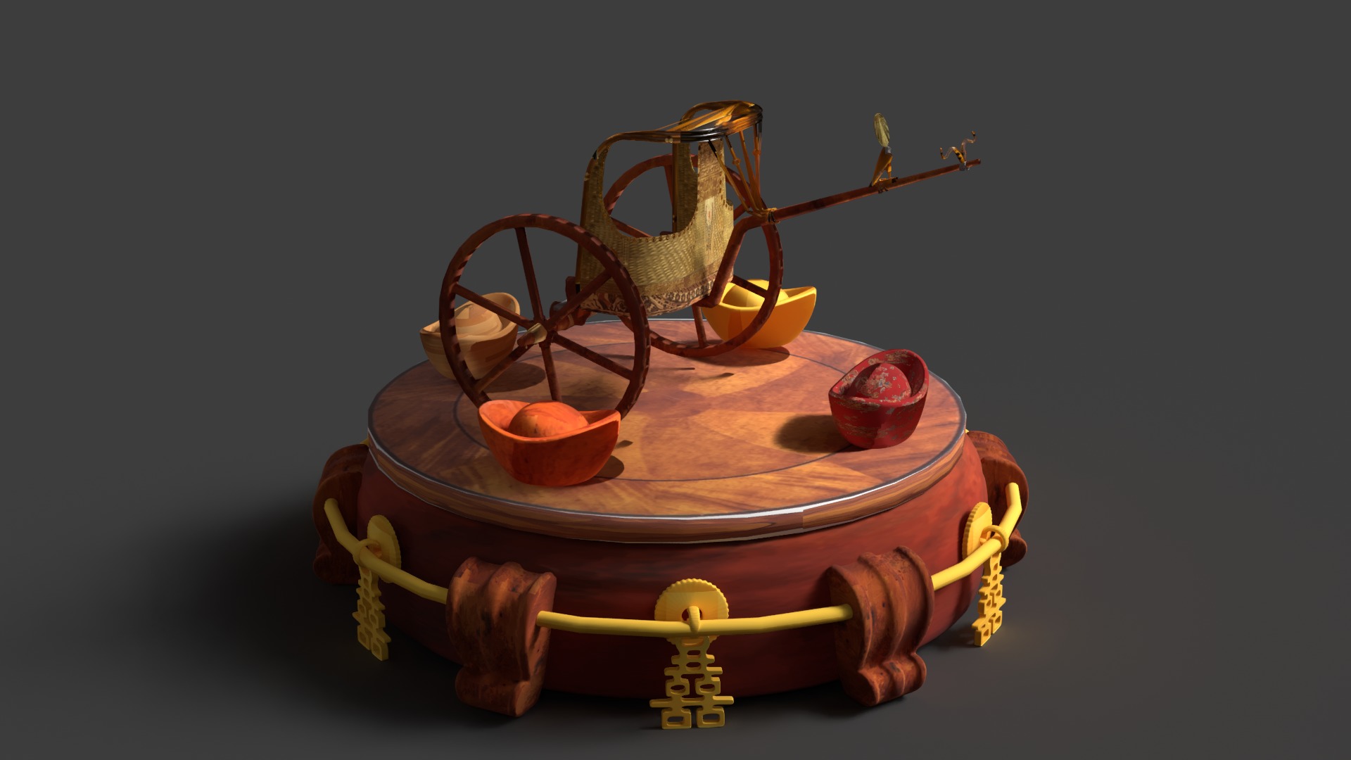 Egyptian Chariot  Low-poly 3D model_2