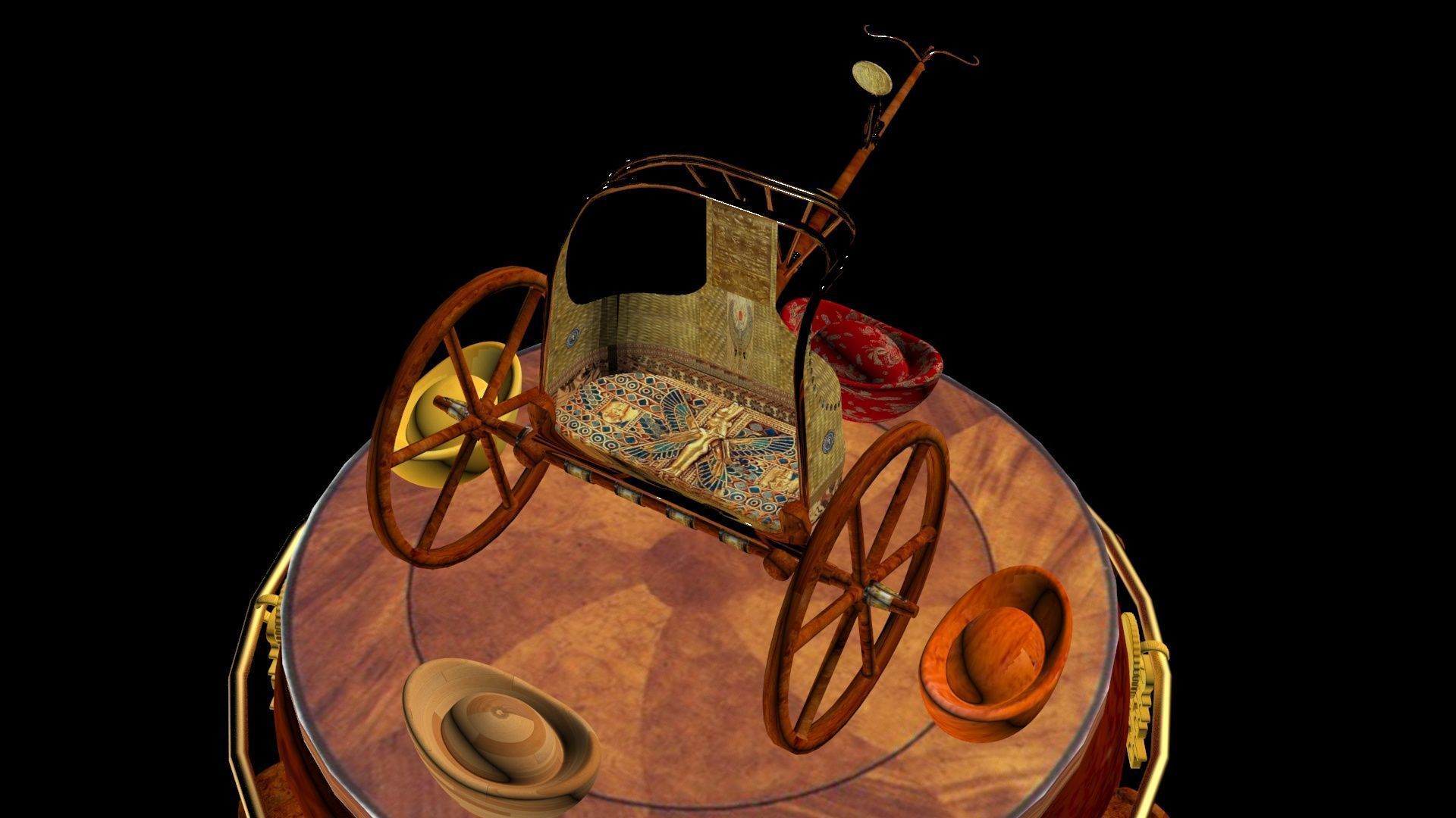 Egyptian Chariot  Low-poly 3D model_5