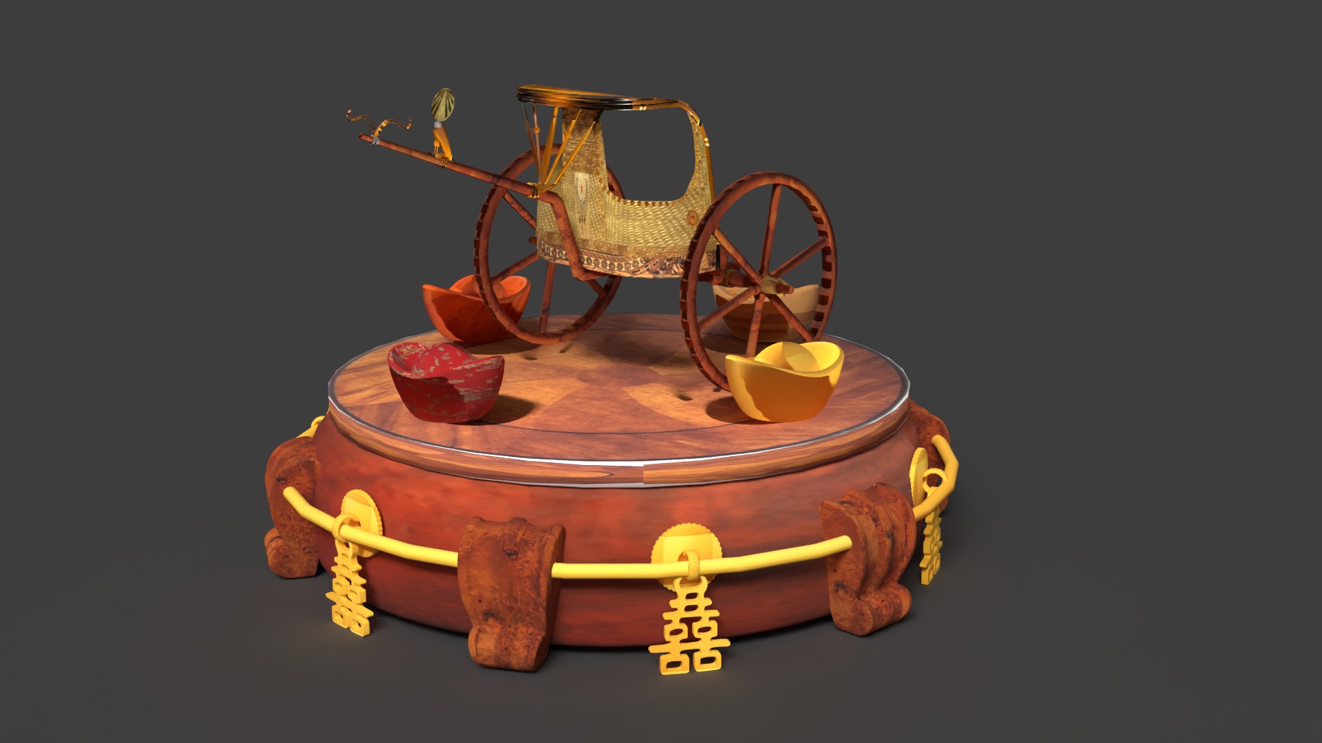 Egyptian Chariot  Low-poly 3D model_9