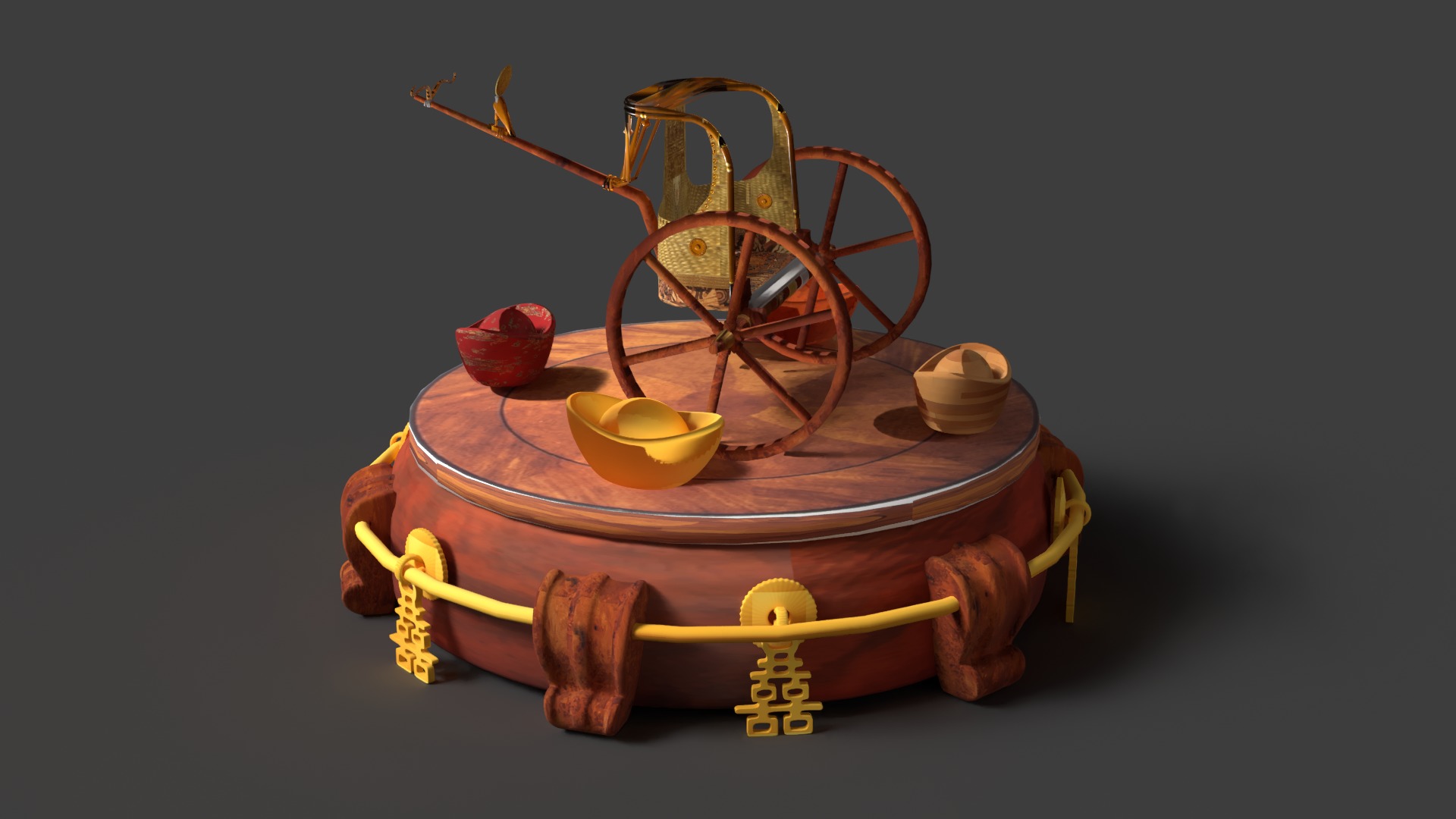 Egyptian Chariot  Low-poly 3D model_8