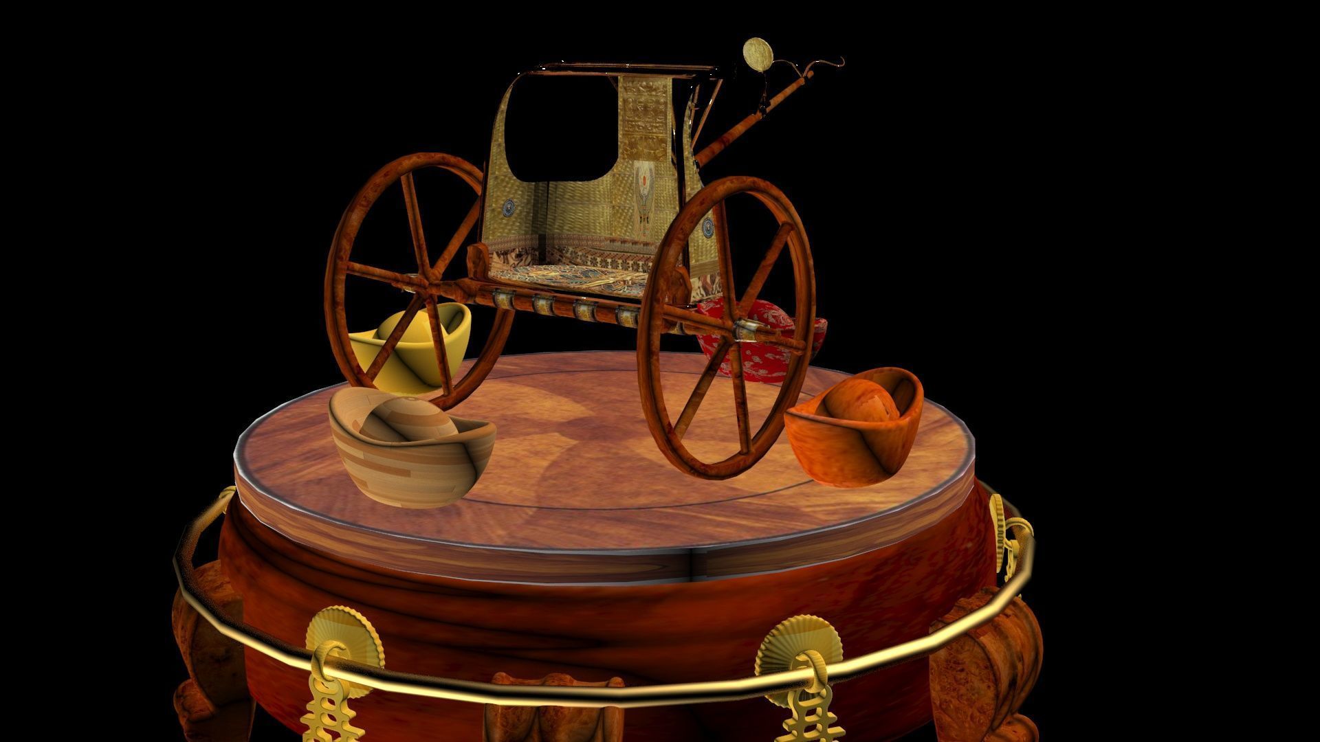 Egyptian Chariot  Low-poly 3D model_6