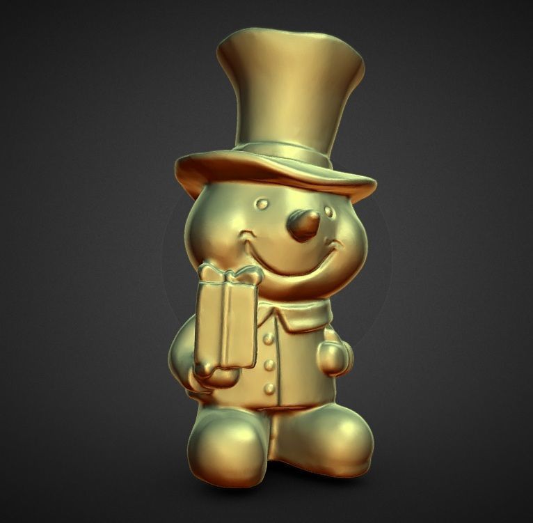 5  Christmas statues  Santa mouse bear  penguin top hat snowman 3D print model_5