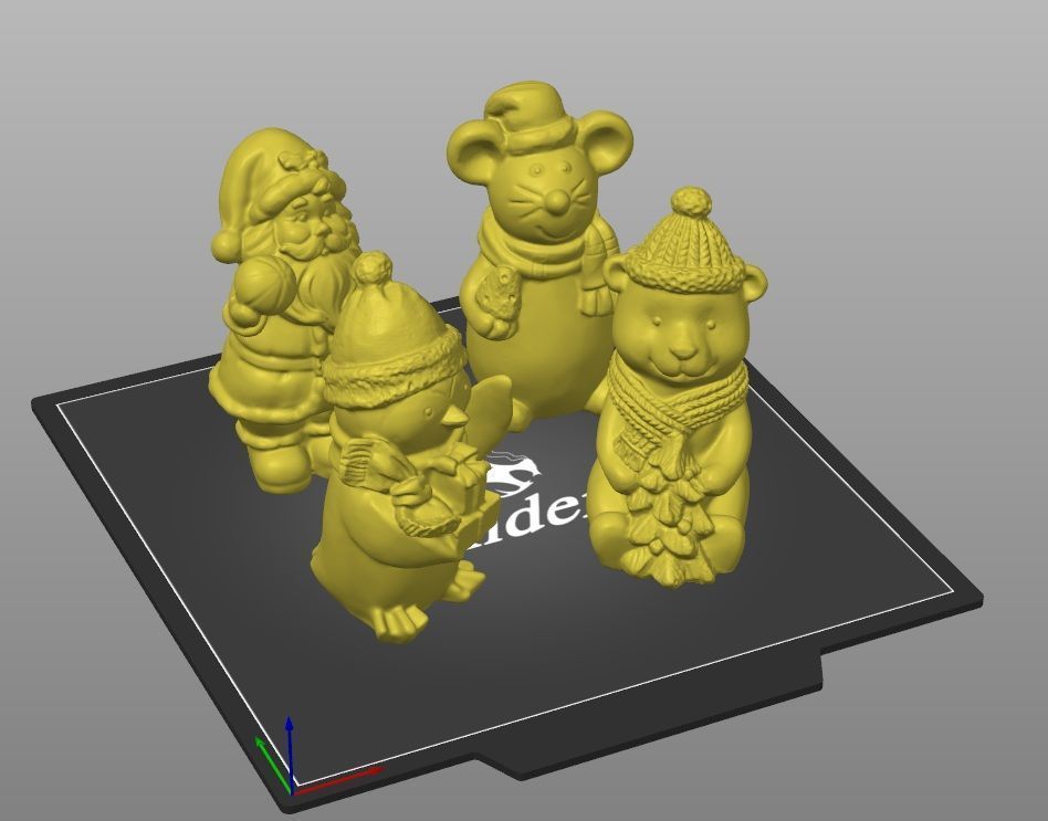 5  Christmas statues  Santa mouse bear  penguin top hat snowman 3D print model_7