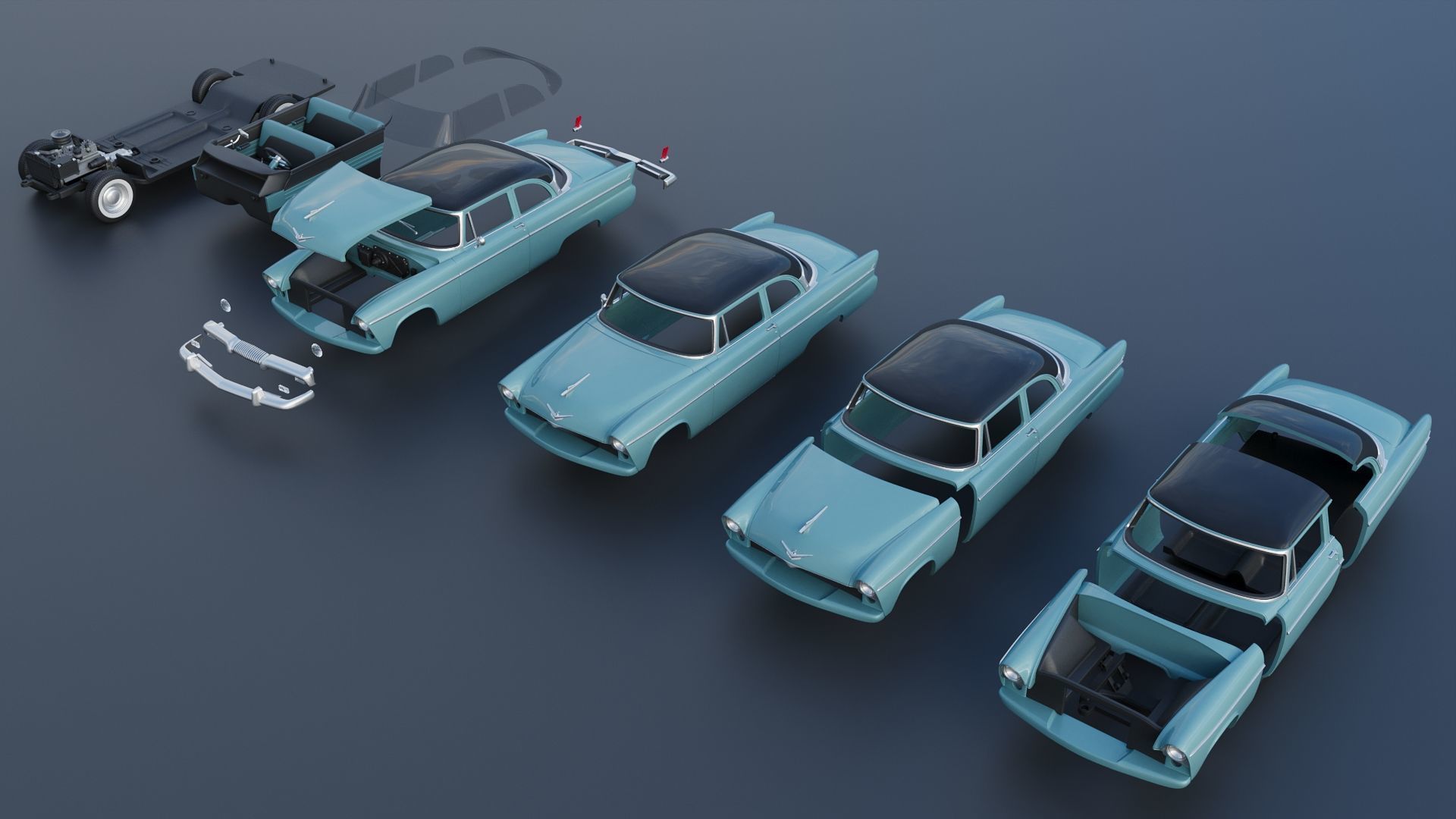 Plymouth Belvedere 1955 3D print model_17